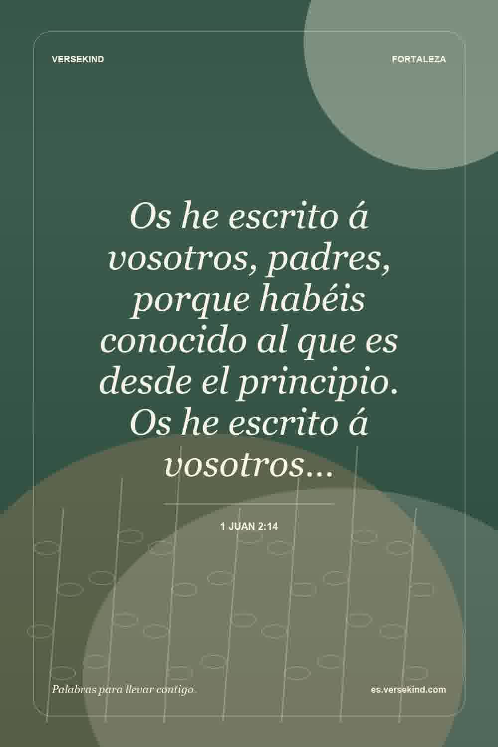 Os he escrito á vosotros, padres, porque habéis conocido al que es desde el principio. Os he escrito á vosotros… — 1 Juan 2:14