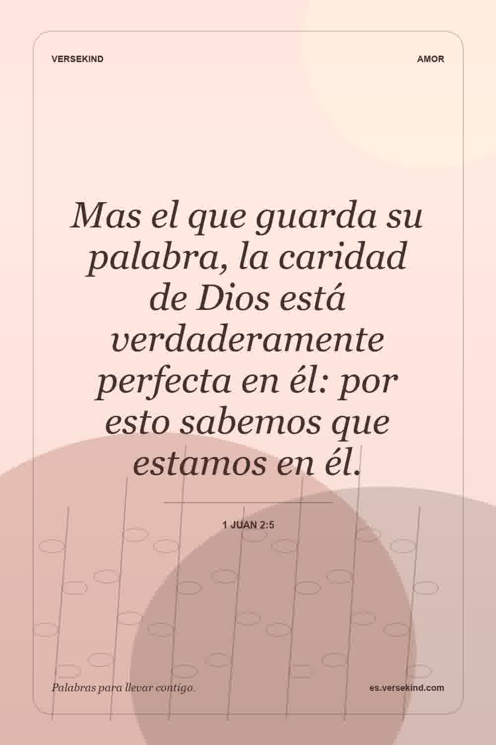 Mas el que guarda su palabra, la caridad de Dios está verdaderamente perfecta en él: por esto sabemos que estamos en él. — 1 Juan 2:5