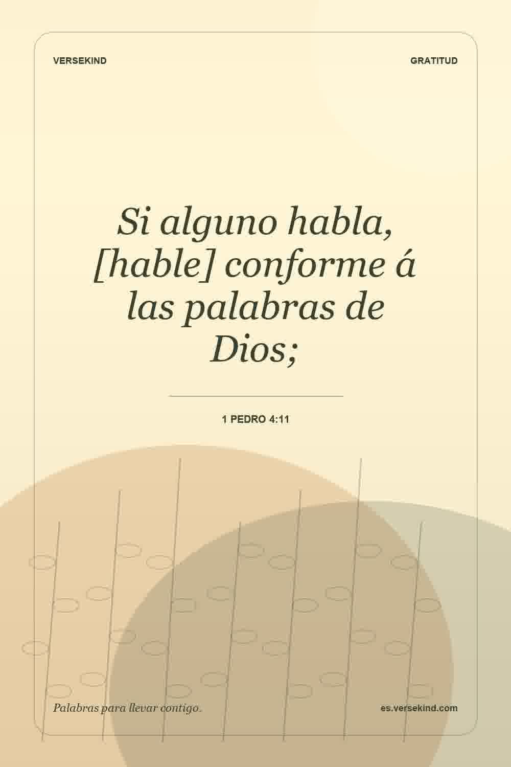 Si alguno habla, [hable] conforme á las palabras de Dios; — 1 Pedro 4:11