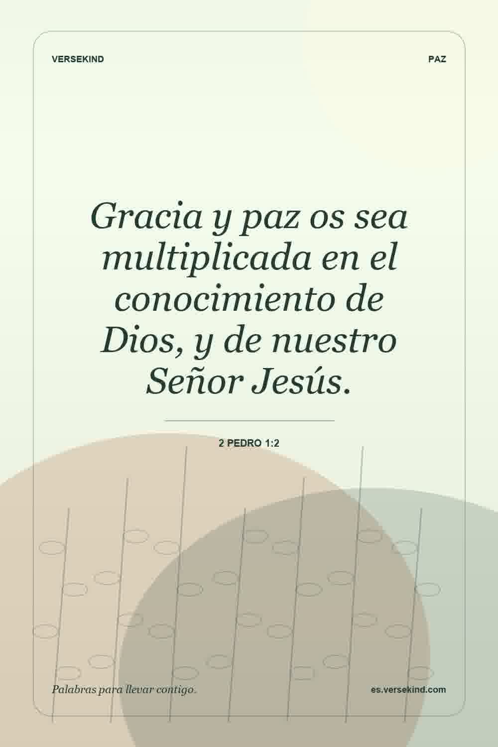 Gracia y paz os sea multiplicada en el conocimiento de Dios, y de nuestro Señor Jesús. — 2 Pedro 1:2