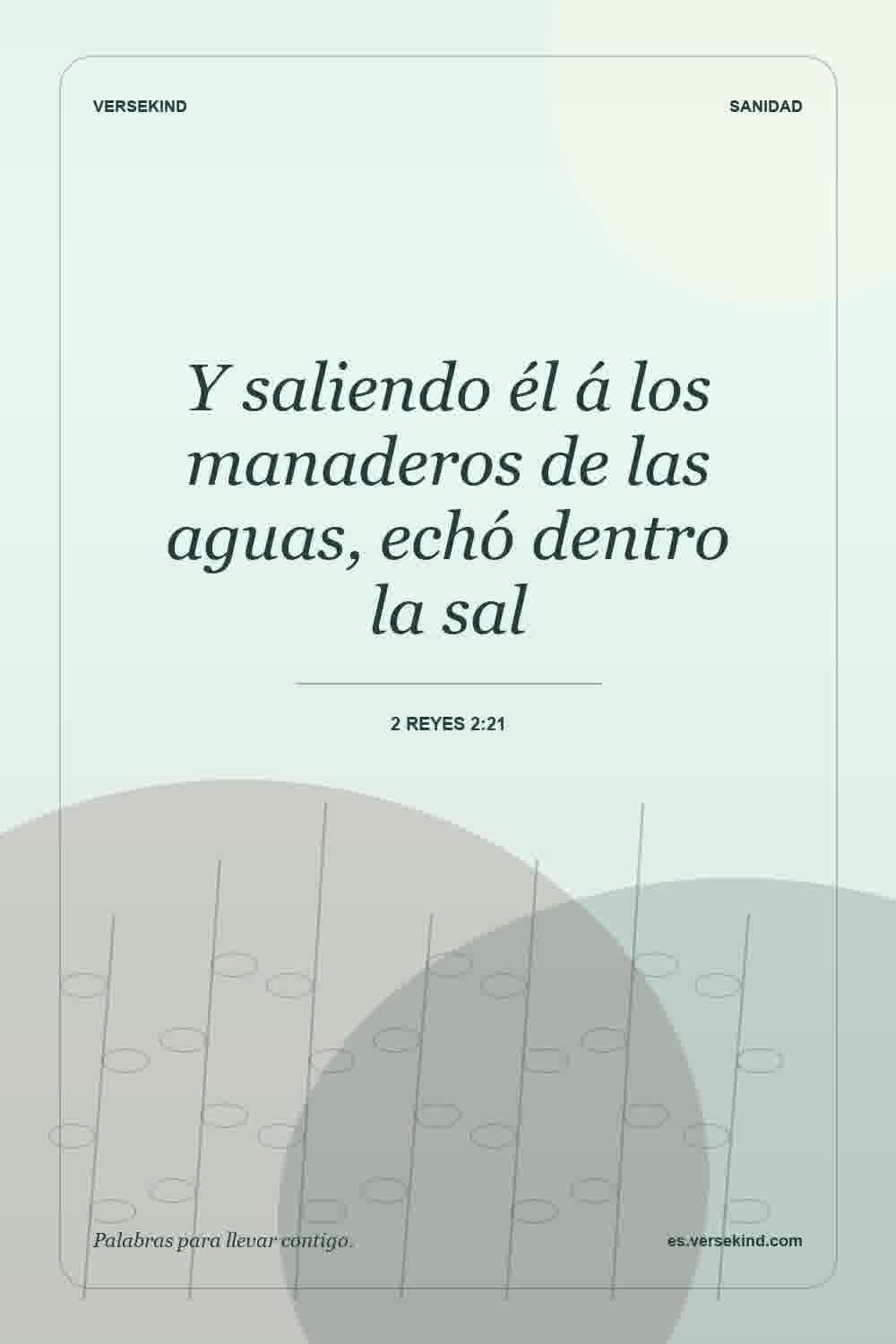 Y saliendo él á los manaderos de las aguas, echó dentro la sal — 2 Reyes 2:21