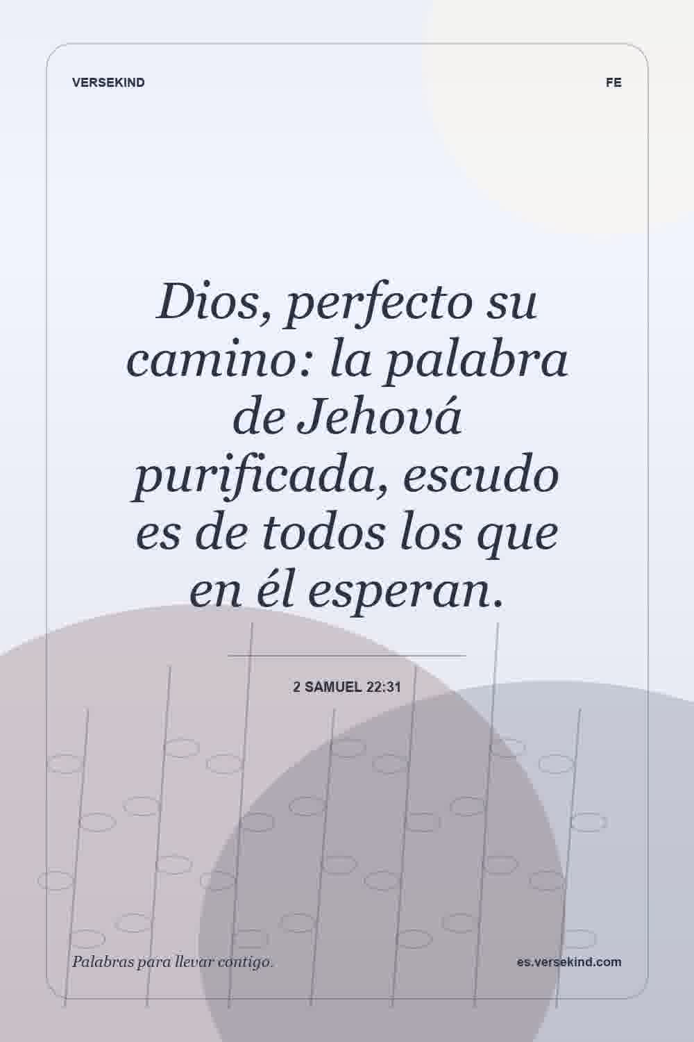 Dios, perfecto su camino: la palabra de Jehová purificada, escudo es de todos los que en él esperan. — 2 Samuel 22:31