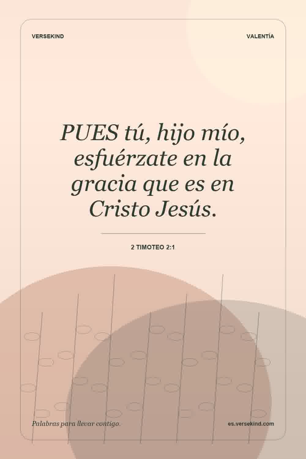 PUES tú, hijo mío, esfuérzate en la gracia que es en Cristo Jesús. — 2 Timoteo 2:1