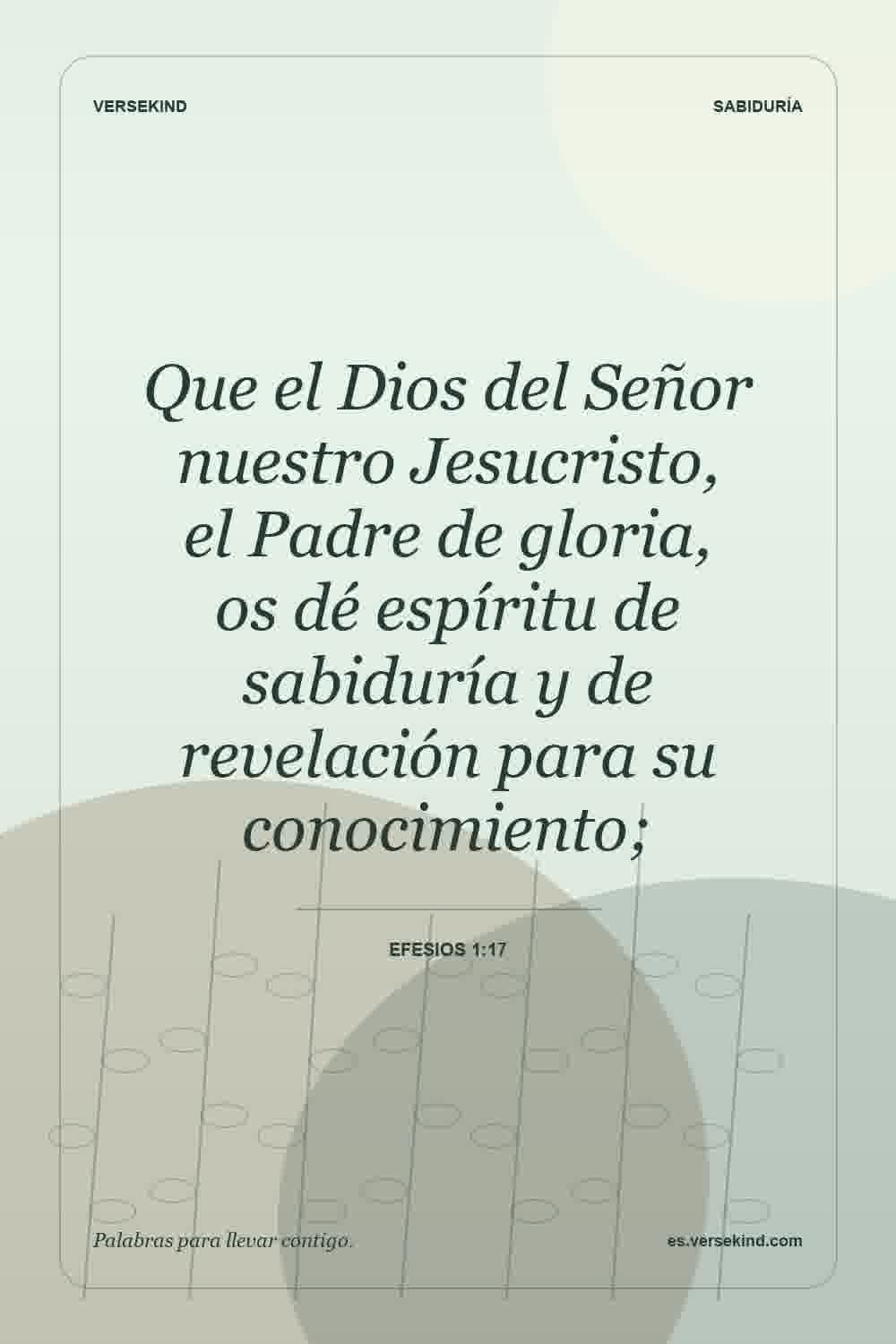 Que el Dios del Señor nuestro Jesucristo, el Padre de gloria, os dé espíritu de sabiduría y de revelación para su conocimiento; — Efesios 1:17