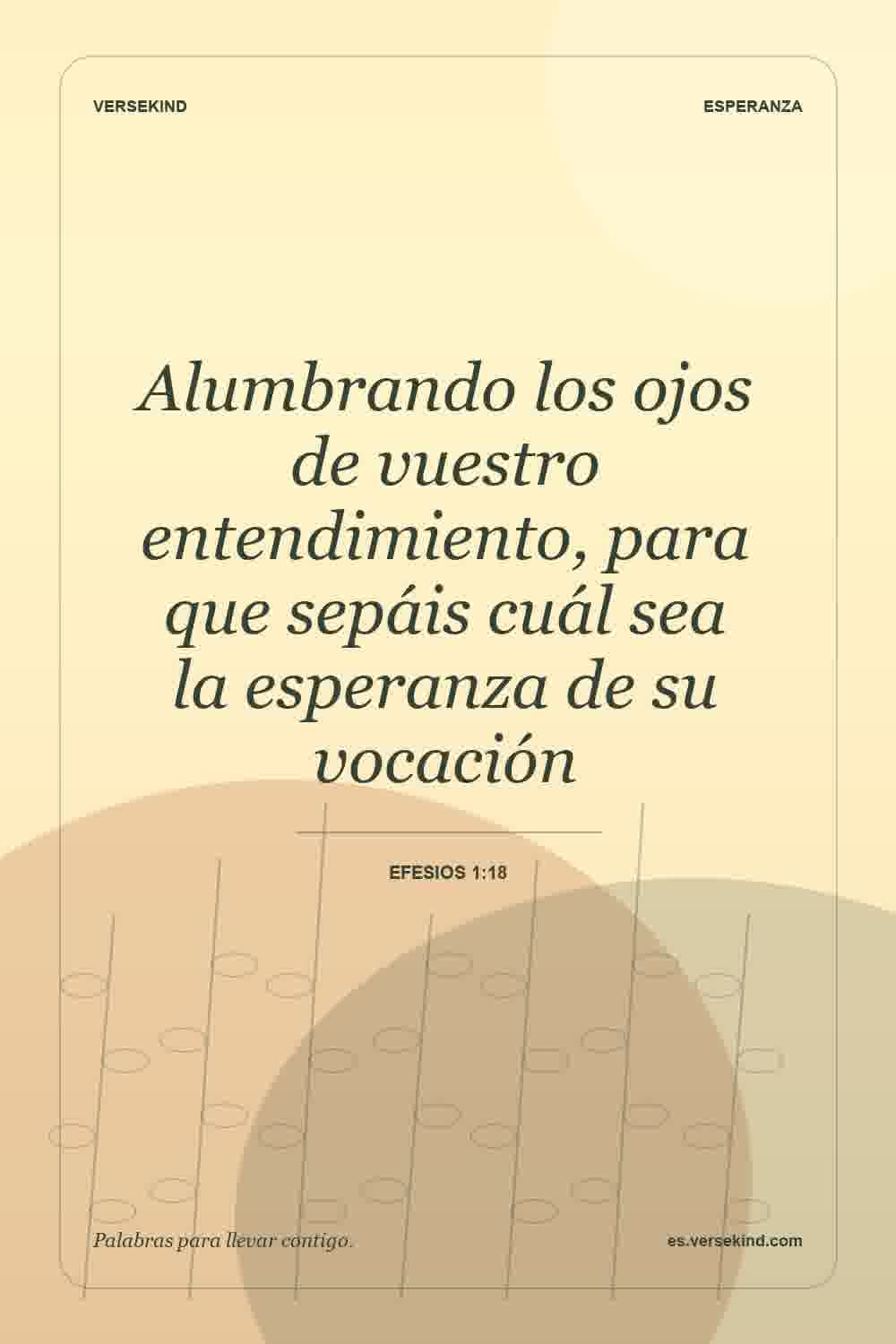 Alumbrando los ojos de vuestro entendimiento, para que sepáis cuál sea la esperanza de su vocación — Efesios 1:18