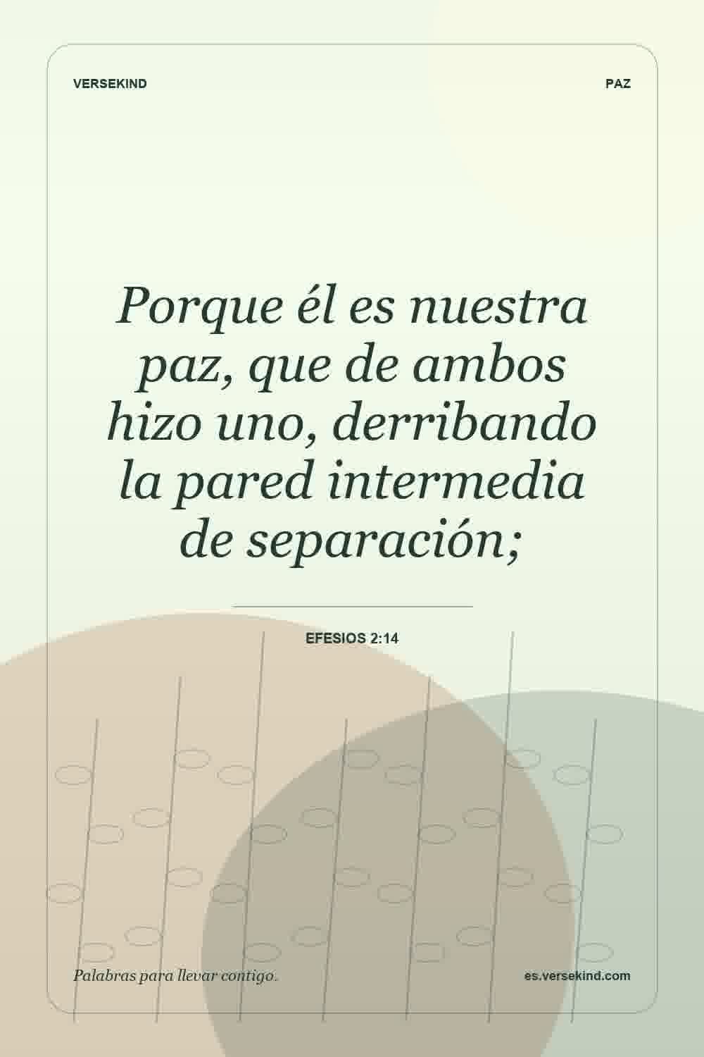Porque él es nuestra paz, que de ambos hizo uno, derribando la pared intermedia de separación; — Efesios 2:14