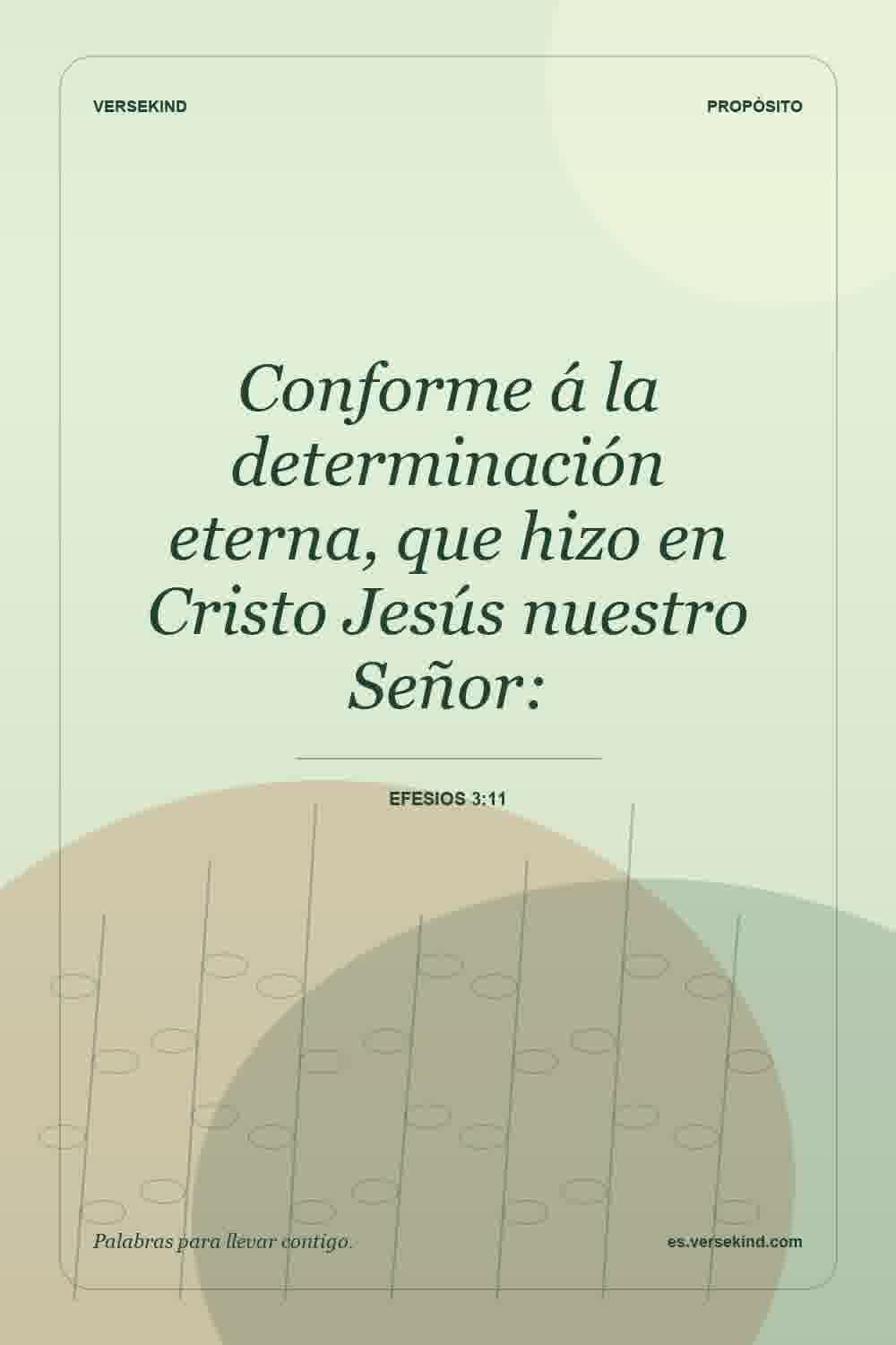 Conforme á la determinación eterna, que hizo en Cristo Jesús nuestro Señor: — Efesios 3:11
