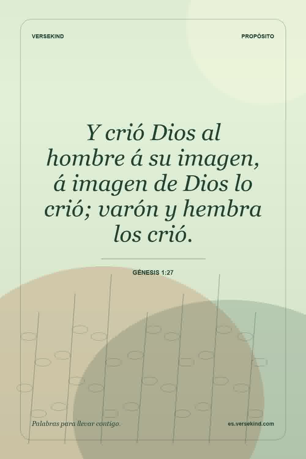 Y crió Dios al hombre á su imagen, á imagen de Dios lo crió; varón y hembra los crió. — Génesis 1:27