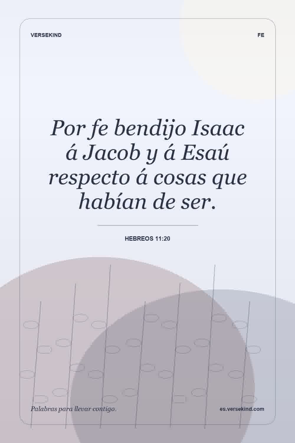 Por fe bendijo Isaac á Jacob y á Esaú respecto á cosas que habían de ser. — Hebreos 11:20