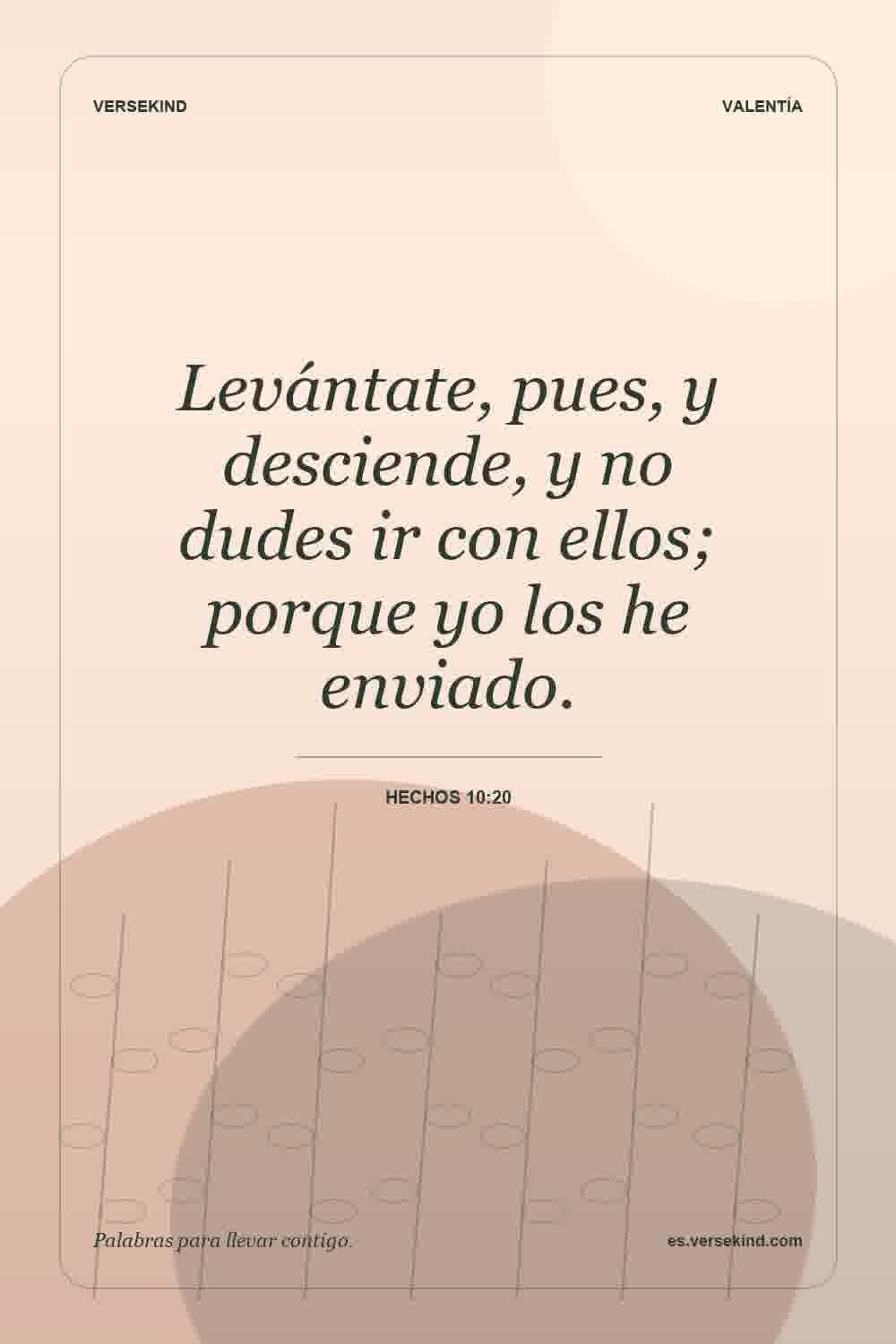 Levántate, pues, y desciende, y no dudes ir con ellos; porque yo los he enviado. — Hechos 10:20