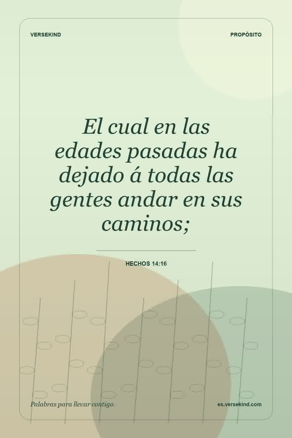 El cual en las edades pasadas ha dejado á todas las gentes andar en sus caminos; — Hechos 14:16