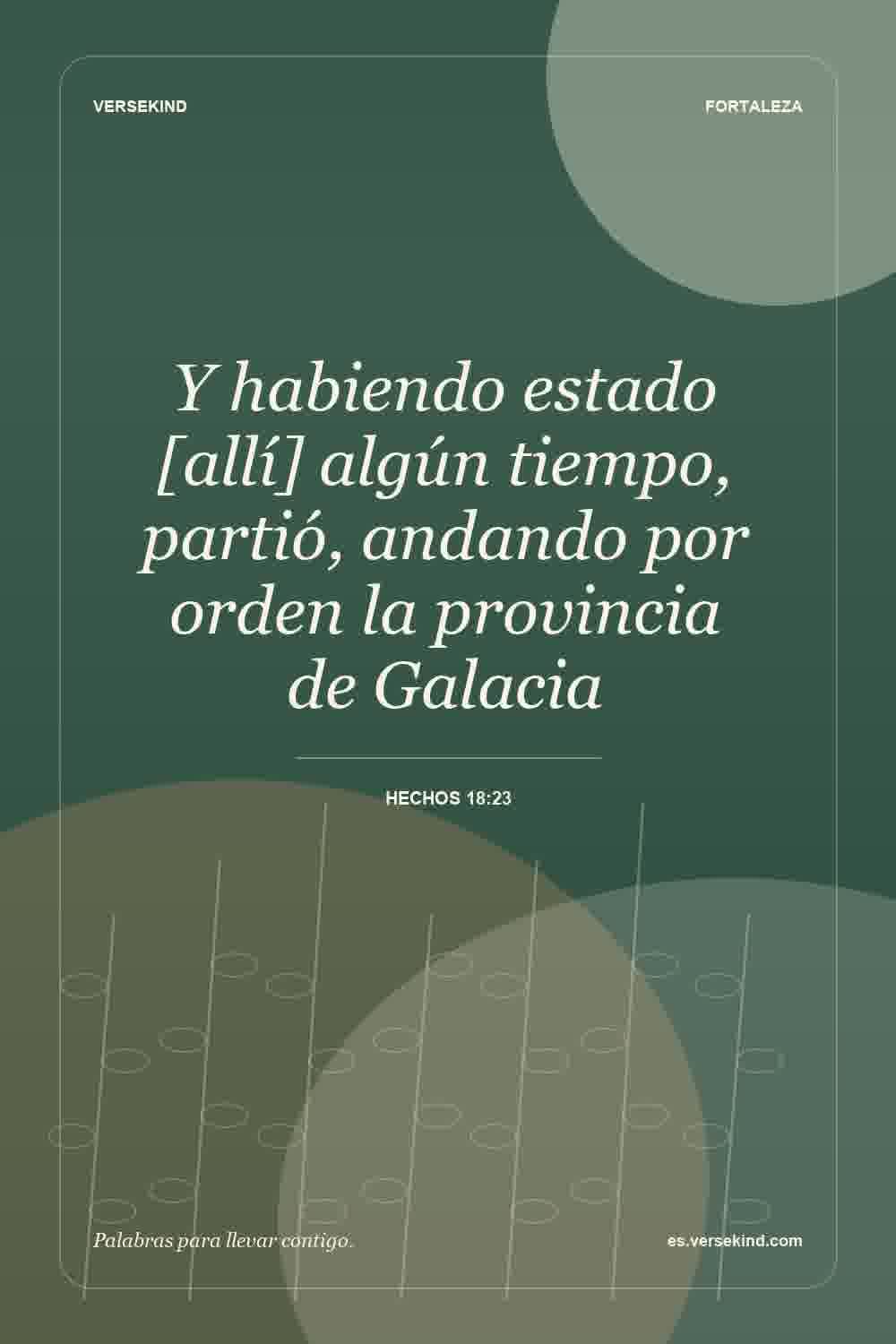 Y habiendo estado [allí] algún tiempo, partió, andando por orden la provincia de Galacia — Hechos 18:23