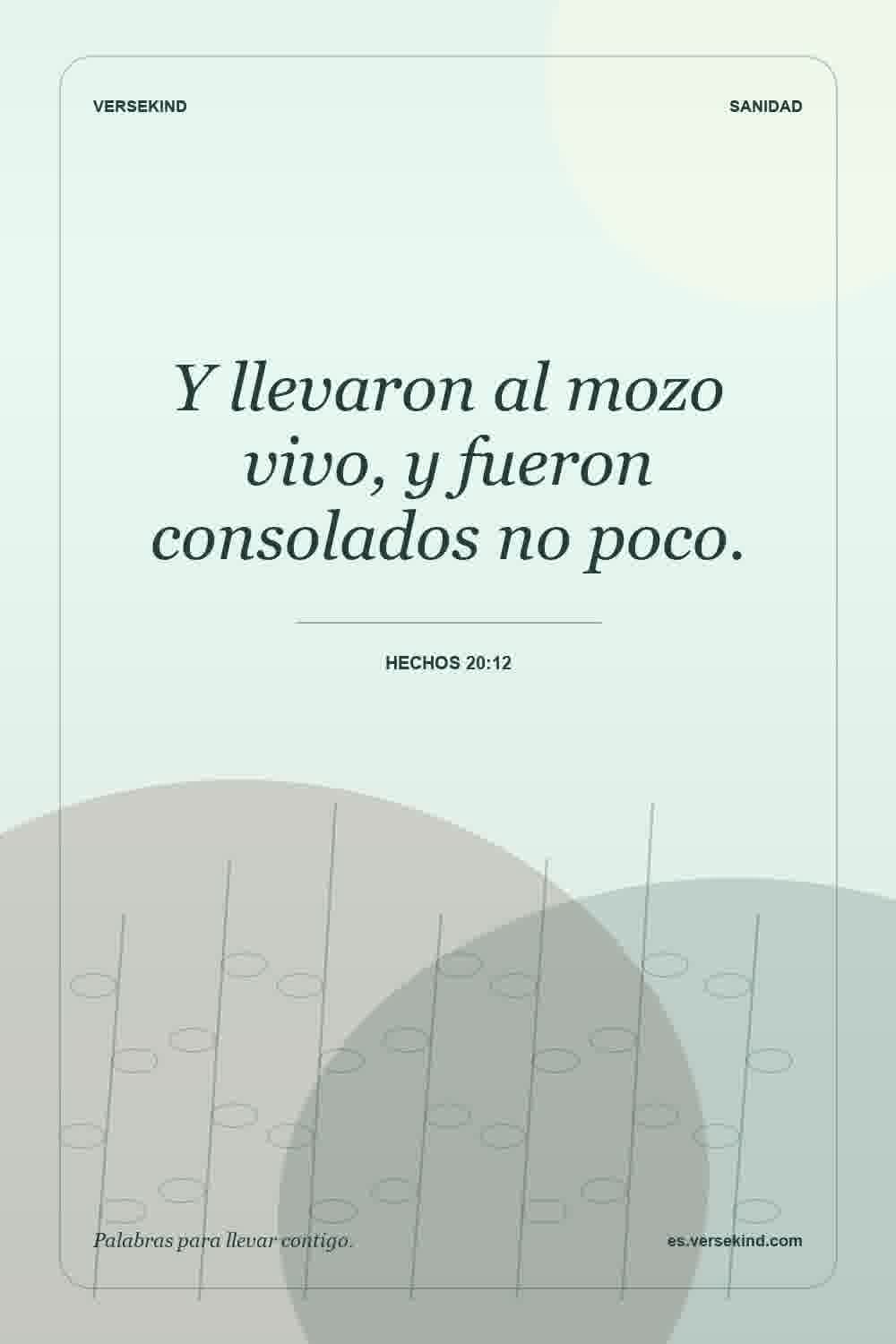 Y llevaron al mozo vivo, y fueron consolados no poco. — Hechos 20:12