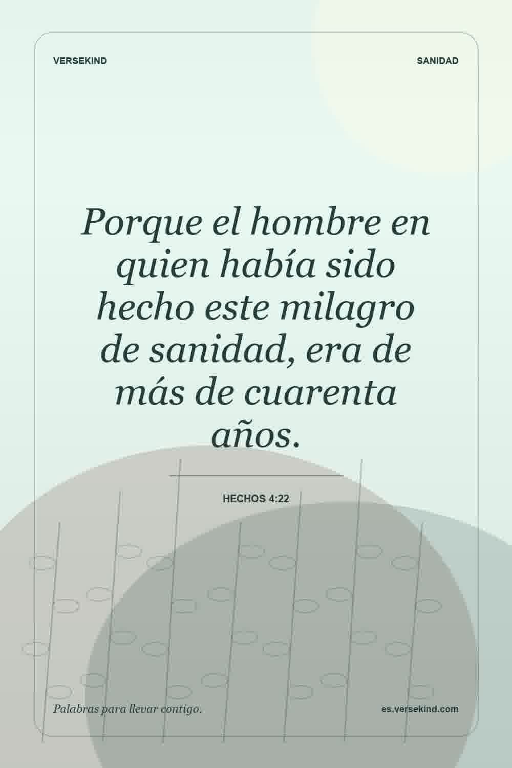 Porque el hombre en quien había sido hecho este milagro de sanidad, era de más de cuarenta años. — Hechos 4:22