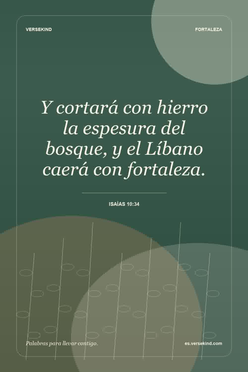 Y cortará con hierro la espesura del bosque, y el Líbano caerá con fortaleza. — Isaías 10:34