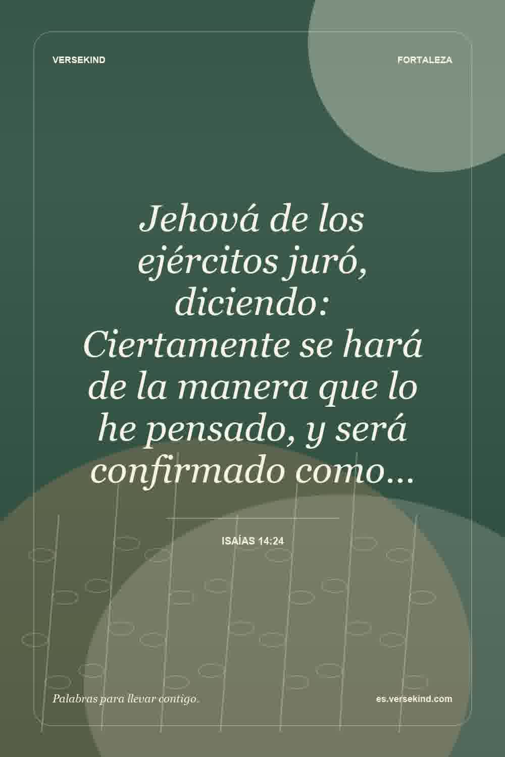Jehová de los ejércitos juró, diciendo: Ciertamente se hará de la manera que lo he pensado, y será confirmado como… — Isaías 14:24