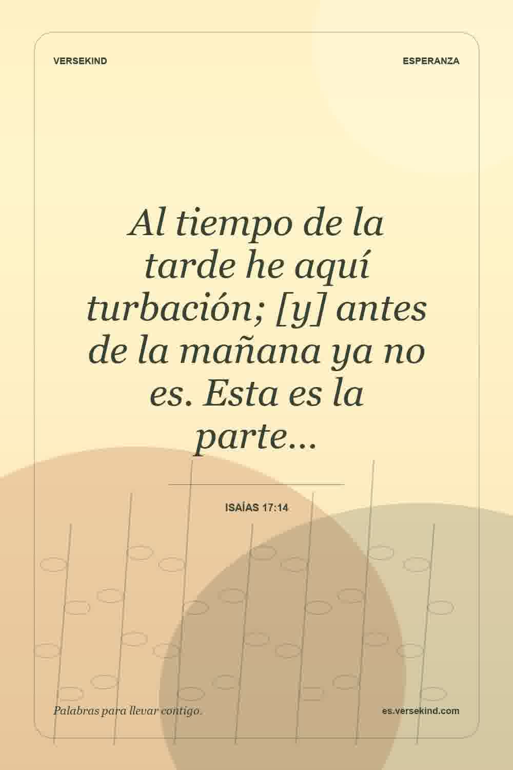 Al tiempo de la tarde he aquí turbación; [y] antes de la mañana ya no es. Esta es la parte… — Isaías 17:14