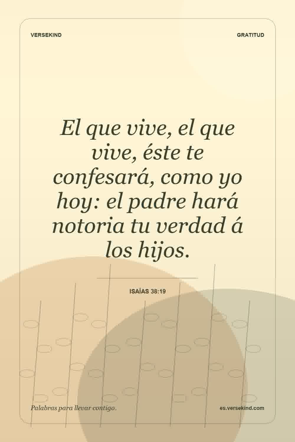El que vive, el que vive, éste te confesará, como yo hoy: el padre hará notoria tu verdad á los hijos. — Isaías 38:19