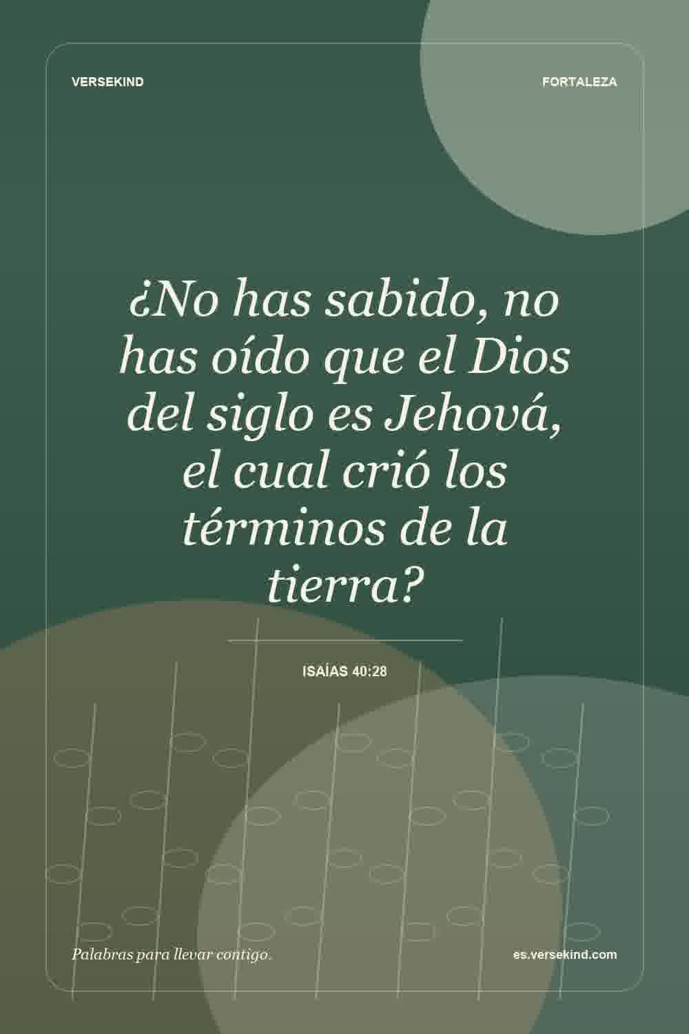 ¿No has sabido, no has oído que el Dios del siglo es Jehová, el cual crió los términos de la tierra? — Isaías 40:28