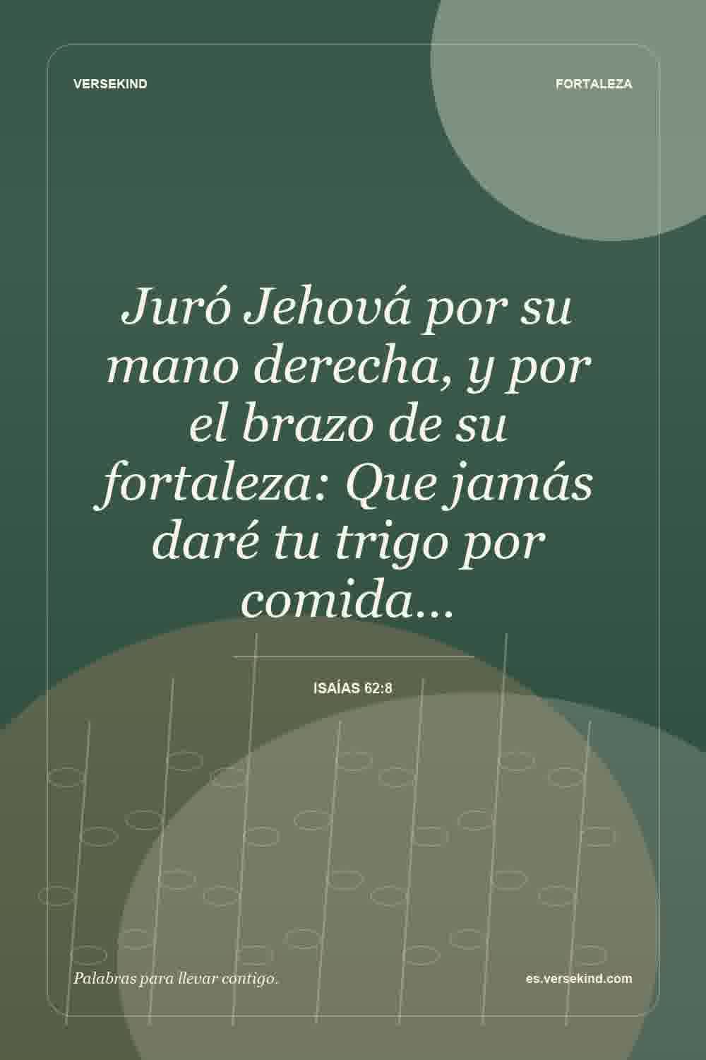 Juró Jehová por su mano derecha, y por el brazo de su fortaleza: Que jamás daré tu trigo por comida… — Isaías 62:8
