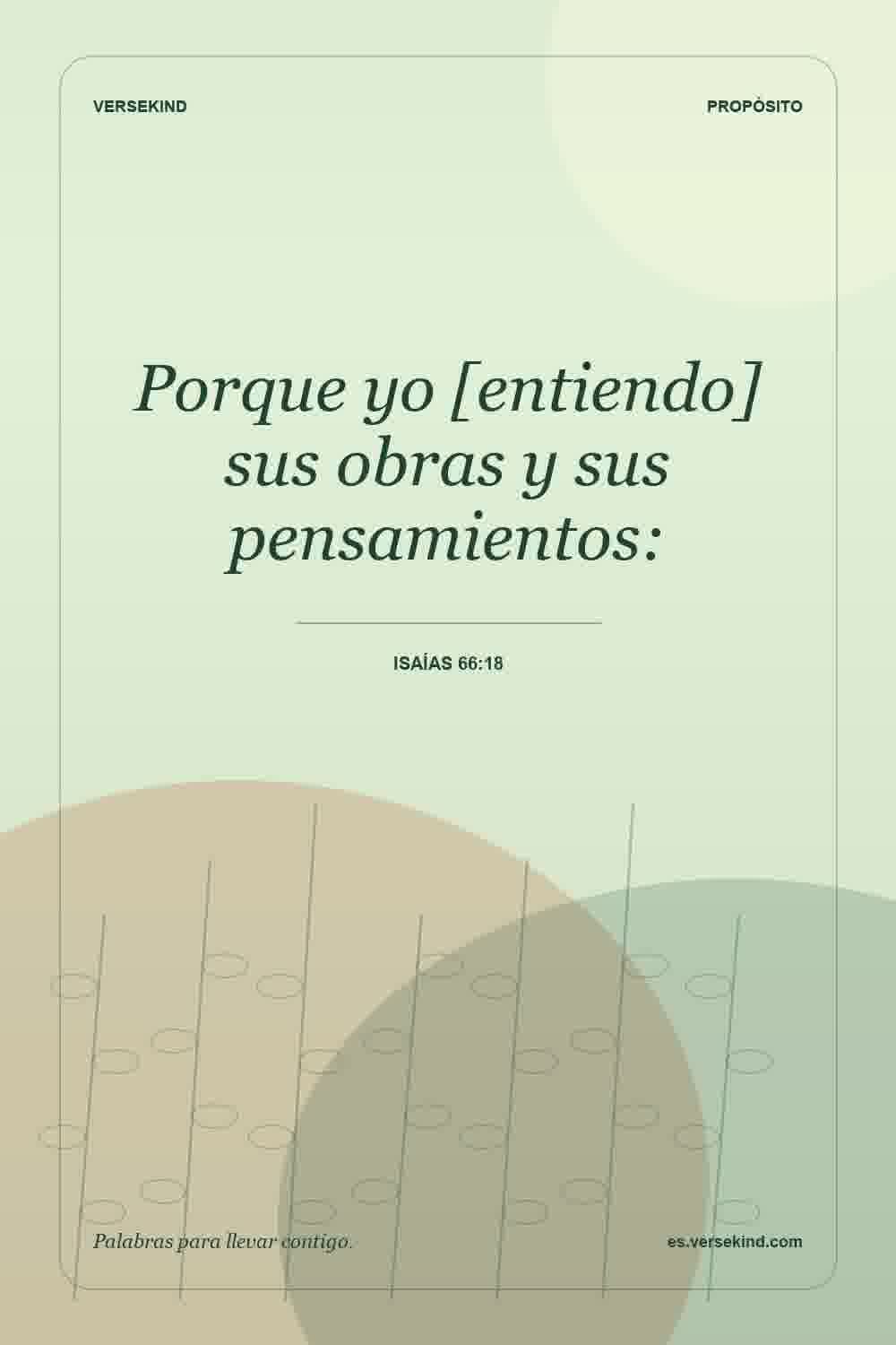 Porque yo [entiendo] sus obras y sus pensamientos: — Isaías 66:18