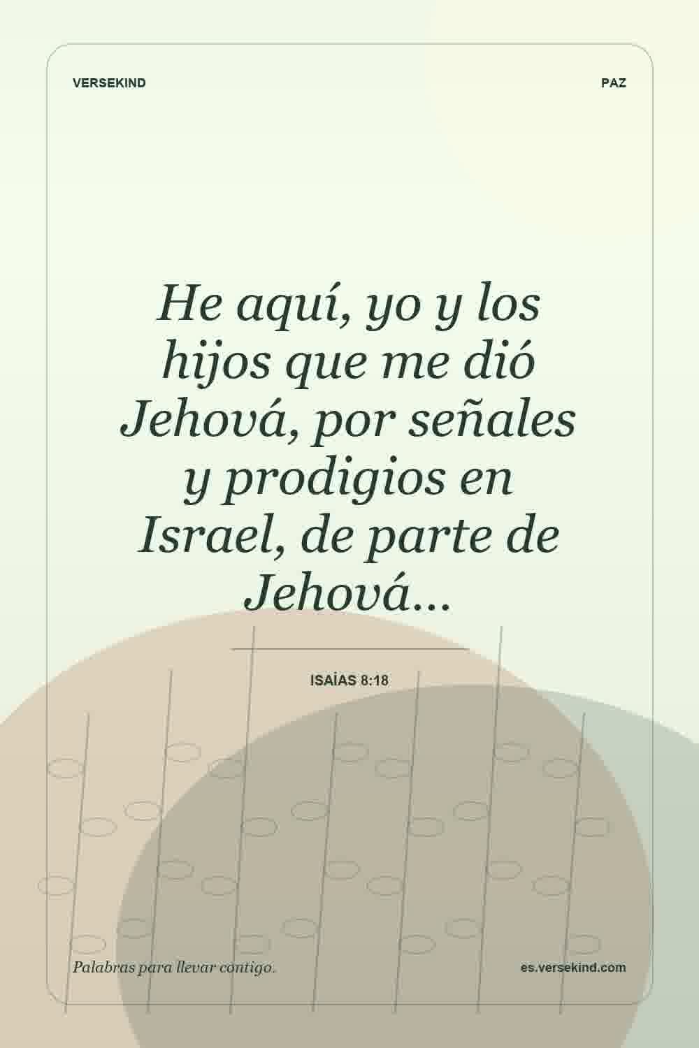 He aquí, yo y los hijos que me dió Jehová, por señales y prodigios en Israel, de parte de Jehová… — Isaías 8:18