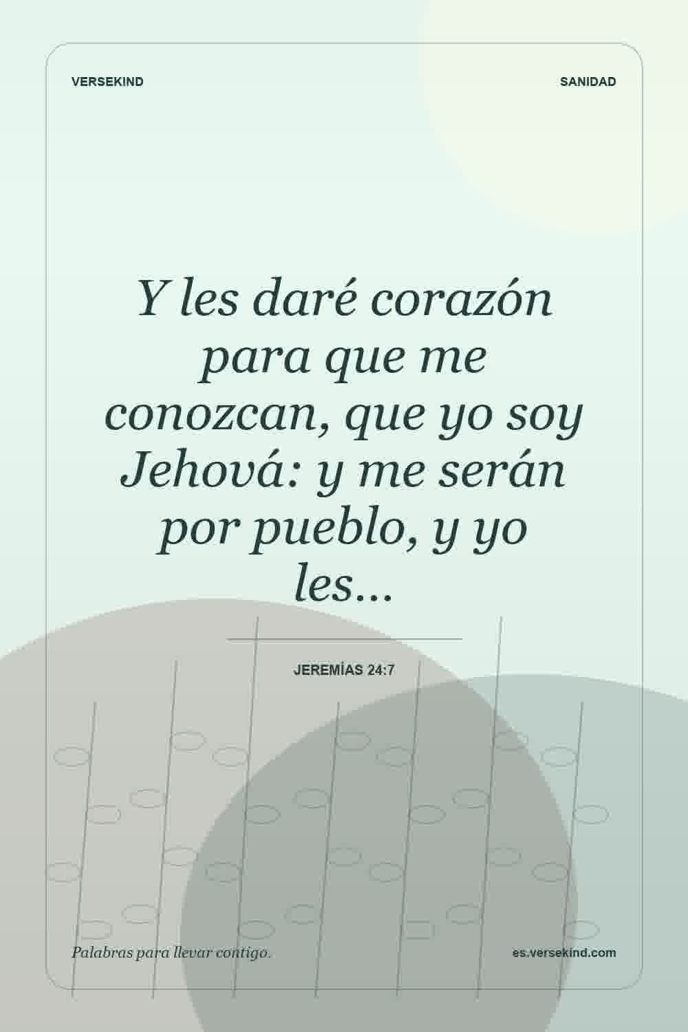 Y les daré corazón para que me conozcan, que yo soy Jehová: y me serán por pueblo, y yo les… — Jeremías 24:7