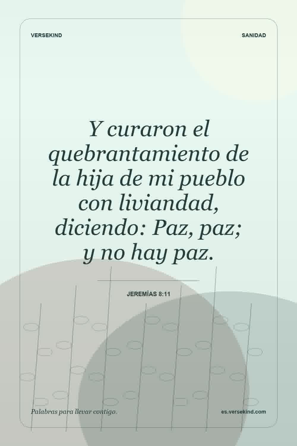 Y curaron el quebrantamiento de la hija de mi pueblo con liviandad, diciendo: Paz, paz; y no hay paz. — Jeremías 8:11