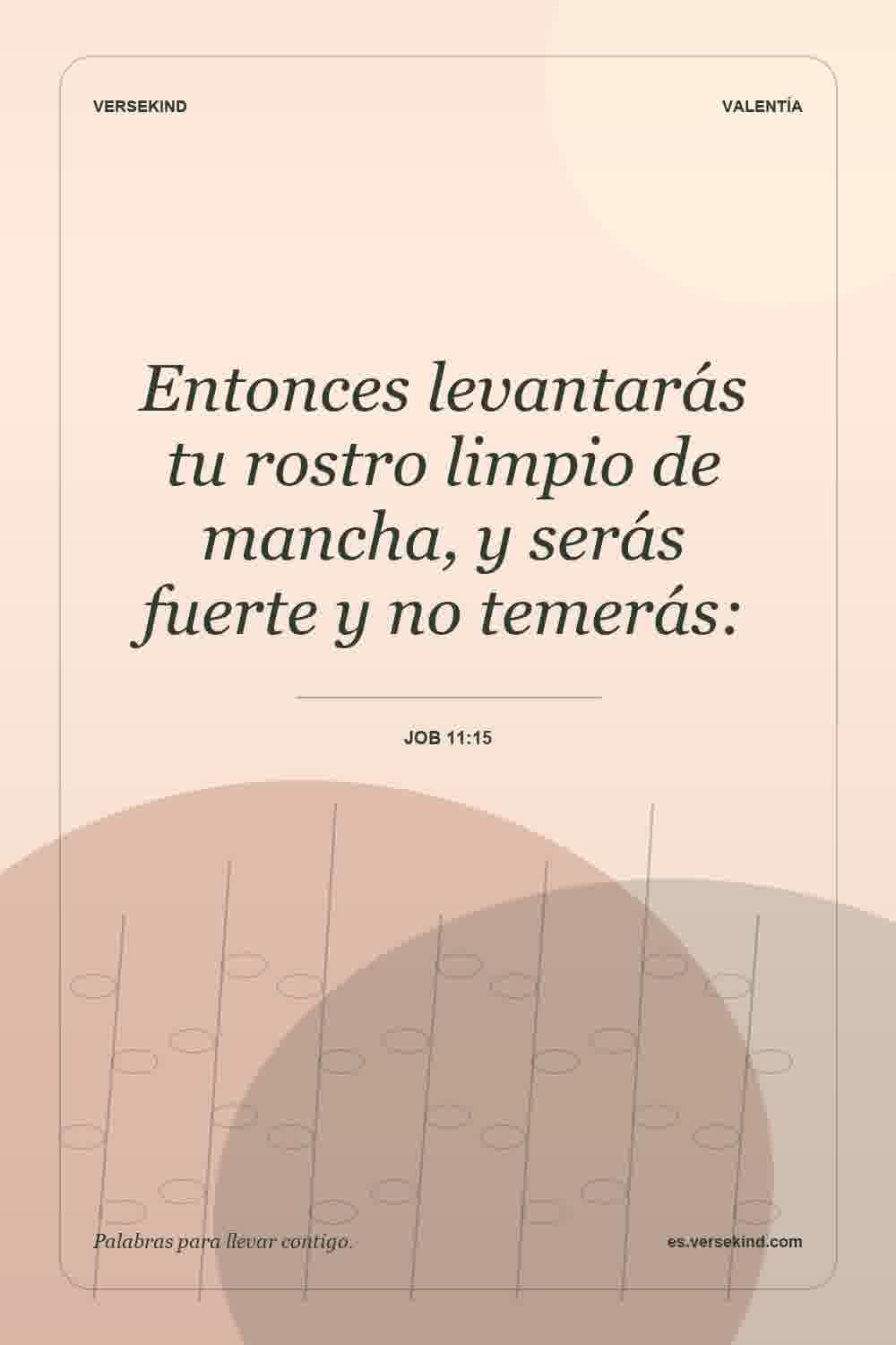 Entonces levantarás tu rostro limpio de mancha, y serás fuerte y no temerás: — Job 11:15