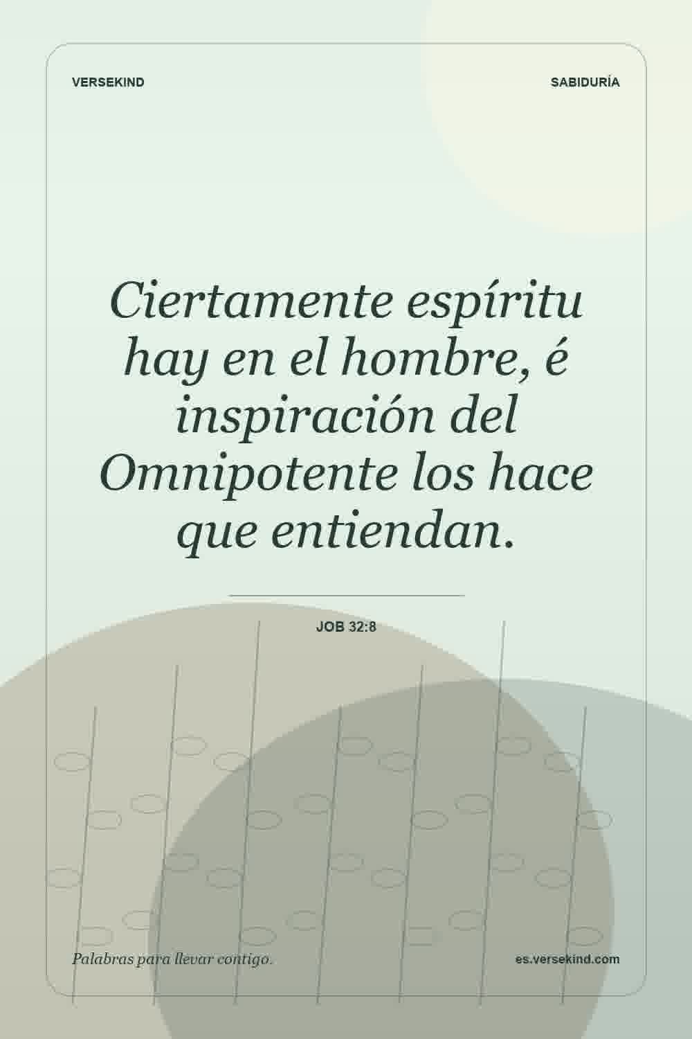 Ciertamente espíritu hay en el hombre, é inspiración del Omnipotente los hace que entiendan. — Job 32:8