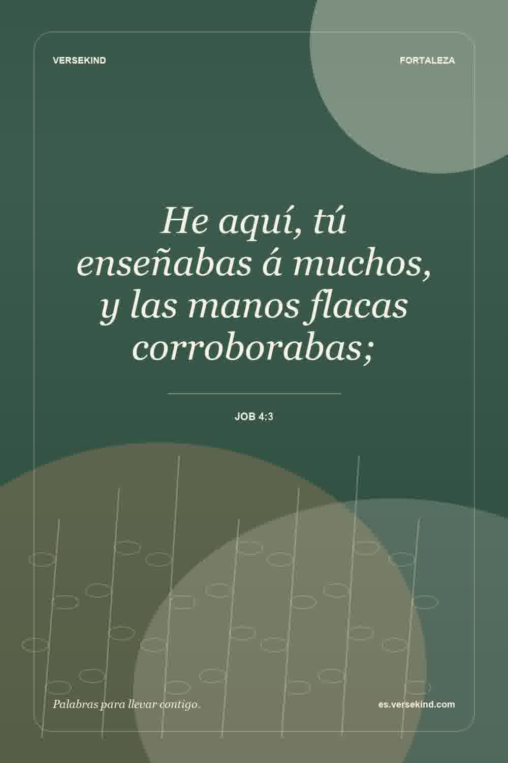 He aquí, tú enseñabas á muchos, y las manos flacas corroborabas; — Job 4:3