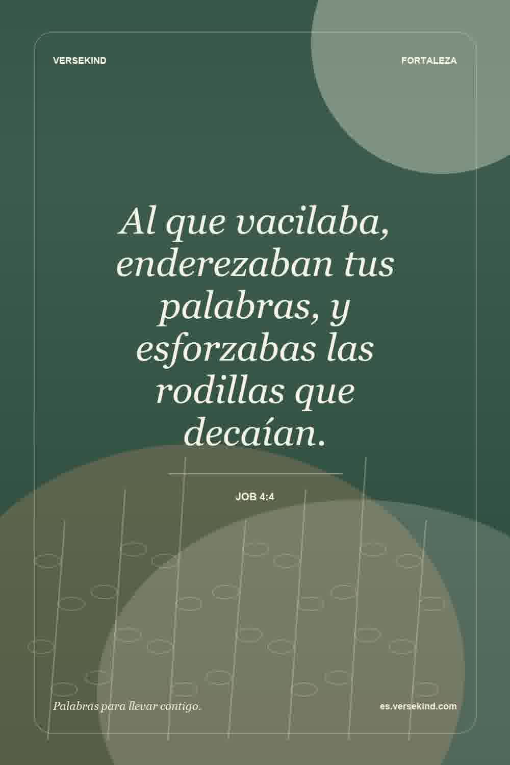 Al que vacilaba, enderezaban tus palabras, y esforzabas las rodillas que decaían. — Job 4:4