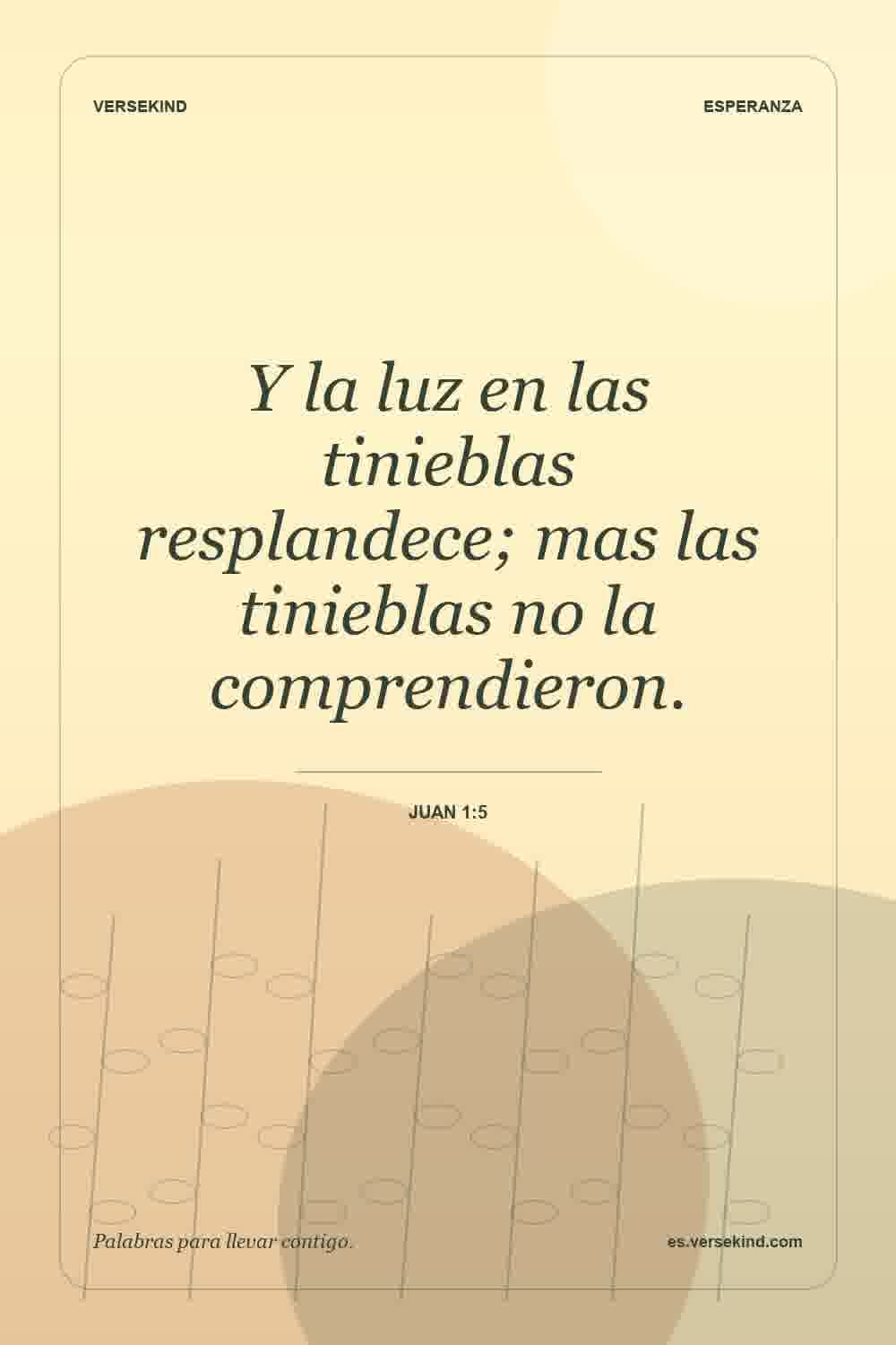 Y la luz en las tinieblas resplandece; mas las tinieblas no la comprendieron. — Juan 1:5