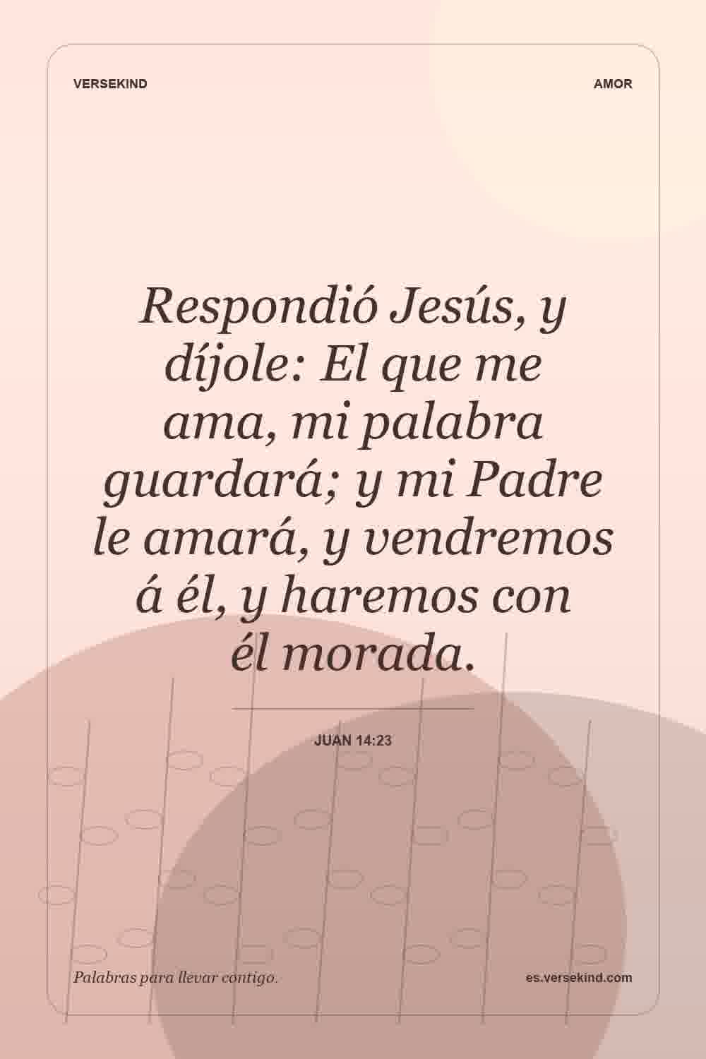 Respondió Jesús, y díjole: El que me ama, mi palabra guardará; y mi Padre le amará, y vendremos á él, y haremos con él morada. — Juan 14:23
