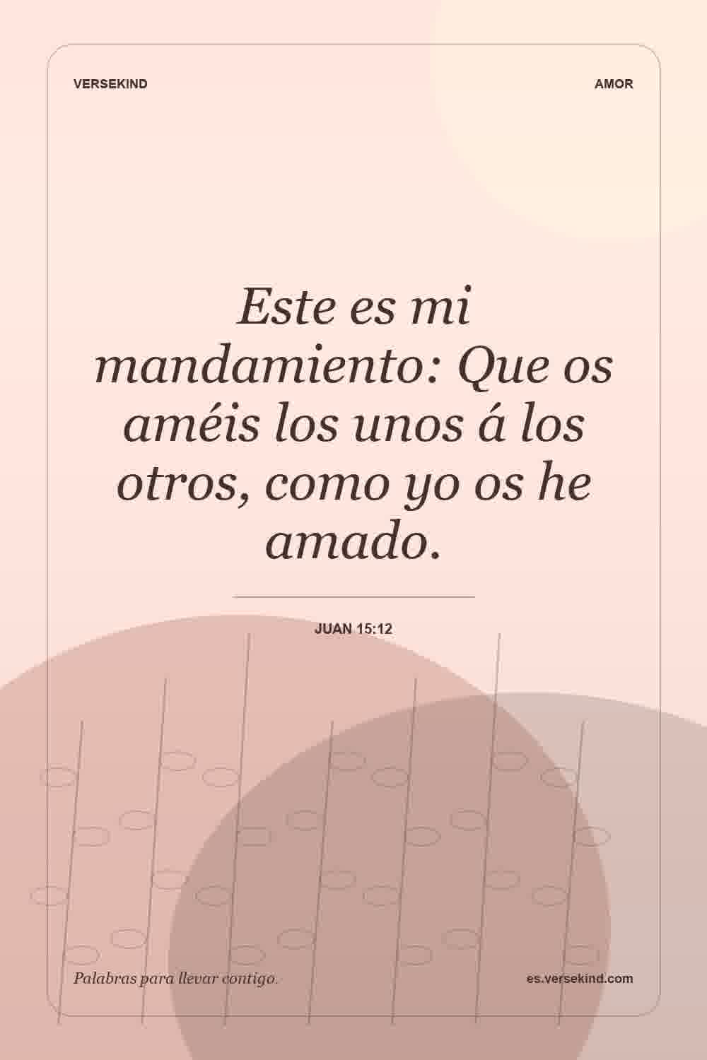 Este es mi mandamiento: Que os améis los unos á los otros, como yo os he amado. — Juan 15:12