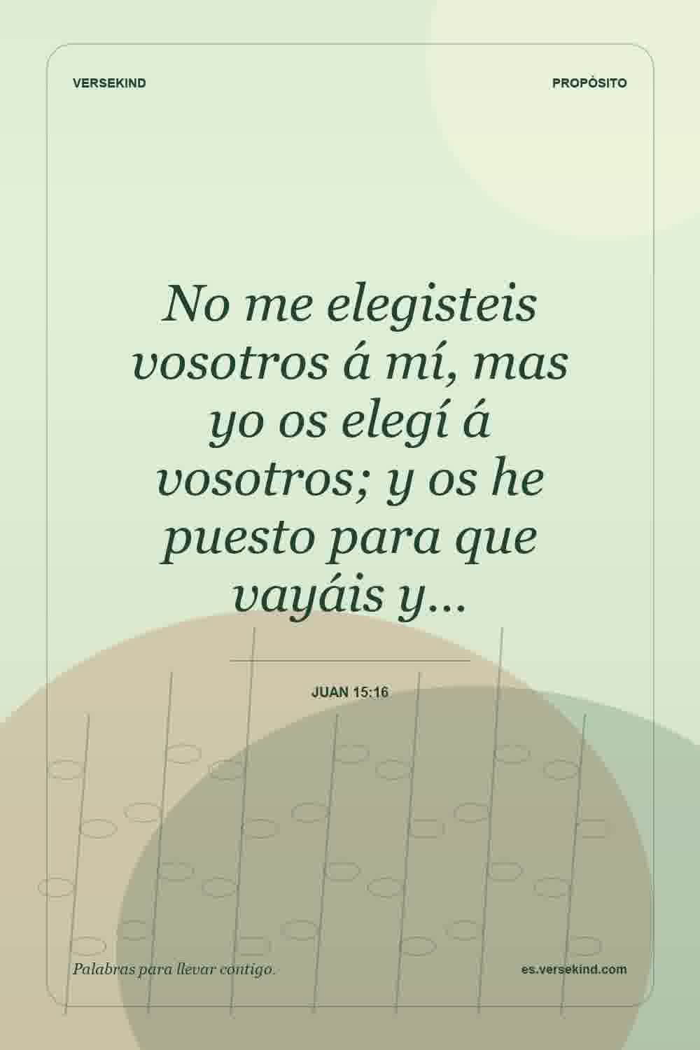 No me elegisteis vosotros á mí, mas yo os elegí á vosotros; y os he puesto para que vayáis y… — Juan 15:16