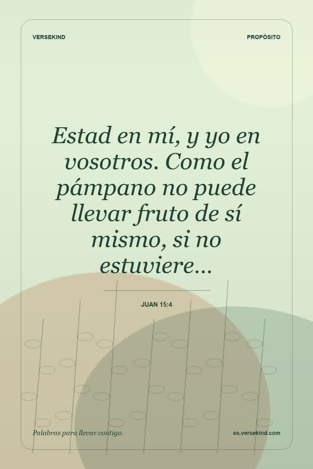 Estad en mí, y yo en vosotros. Como el pámpano no puede llevar fruto de sí mismo, si no estuviere… — Juan 15:4