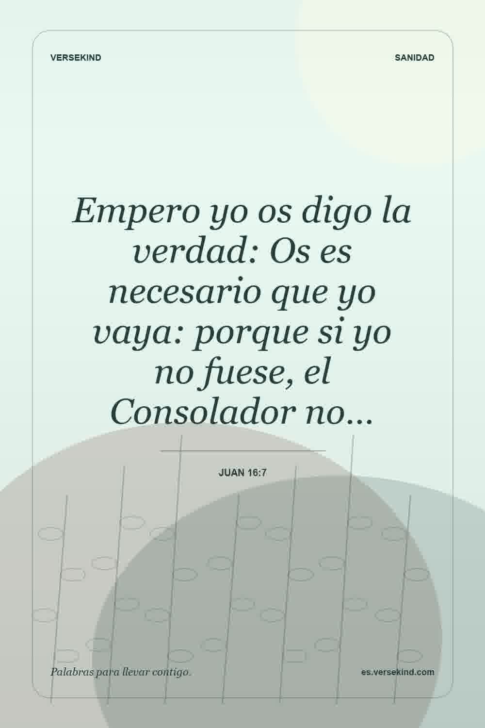 Empero yo os digo la verdad: Os es necesario que yo vaya: porque si yo no fuese, el Consolador no… — Juan 16:7