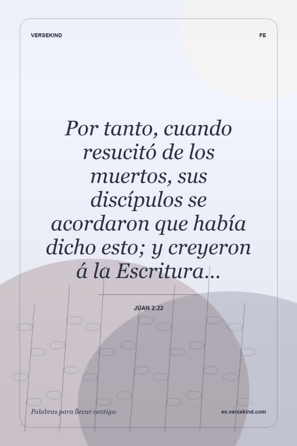 Por tanto, cuando resucitó de los muertos, sus discípulos se acordaron que había dicho esto; y creyeron á la Escritura… — Juan 2:22
