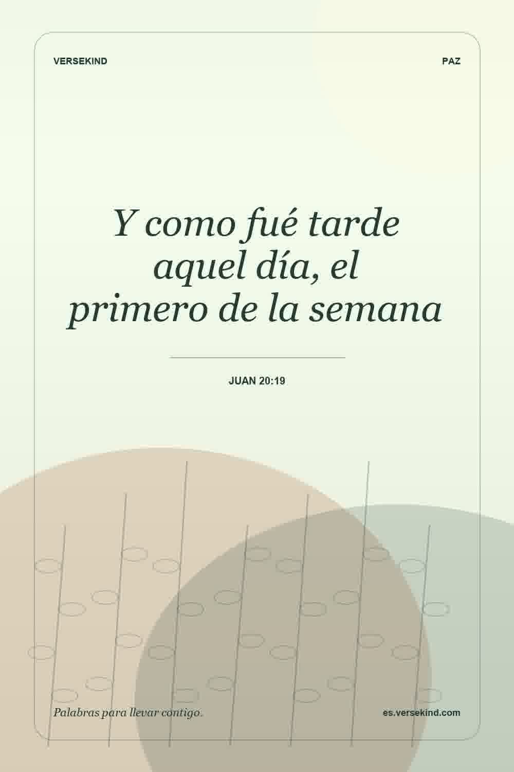 Y como fué tarde aquel día, el primero de la semana — Juan 20:19