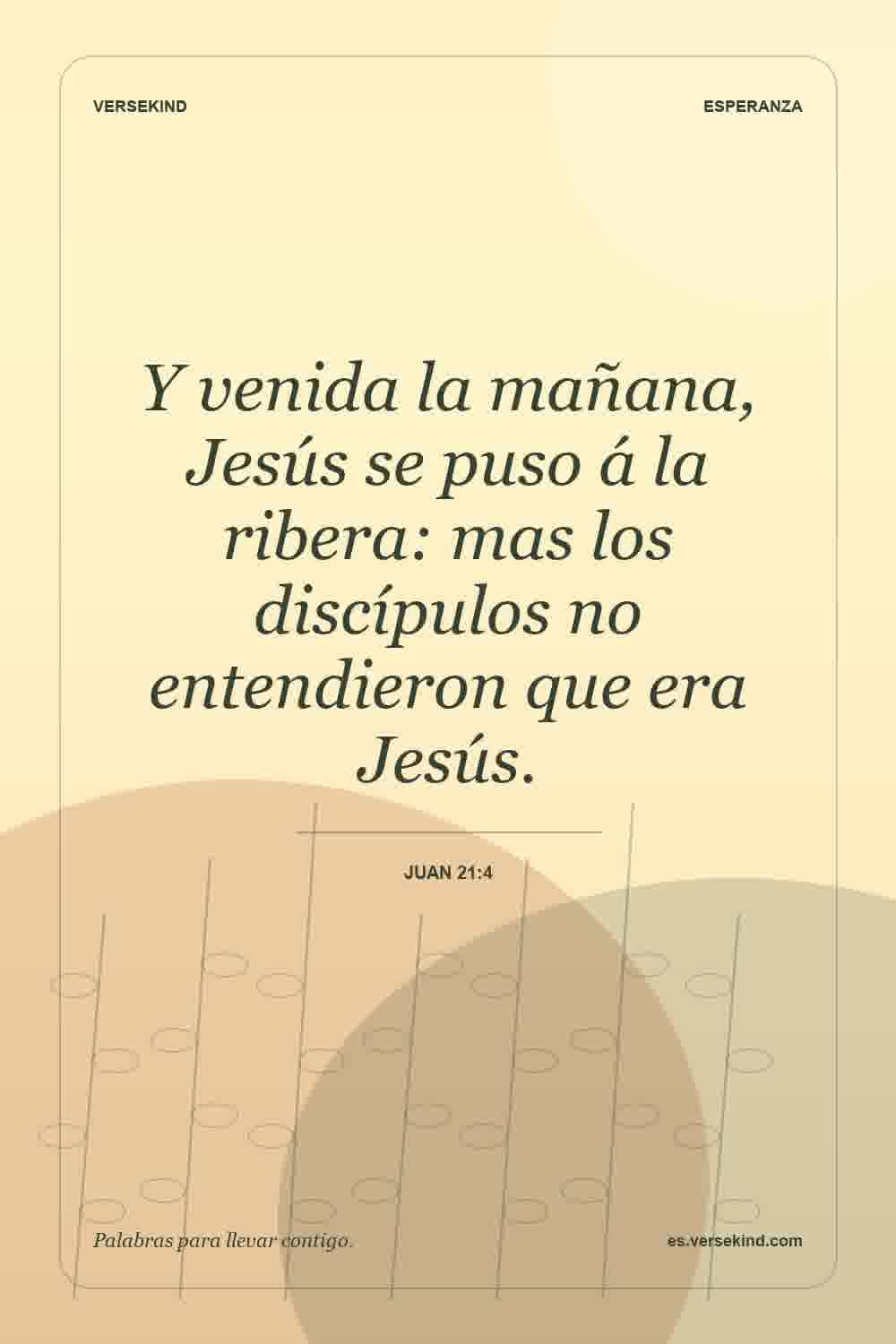 Y venida la mañana, Jesús se puso á la ribera: mas los discípulos no entendieron que era Jesús. — Juan 21:4
