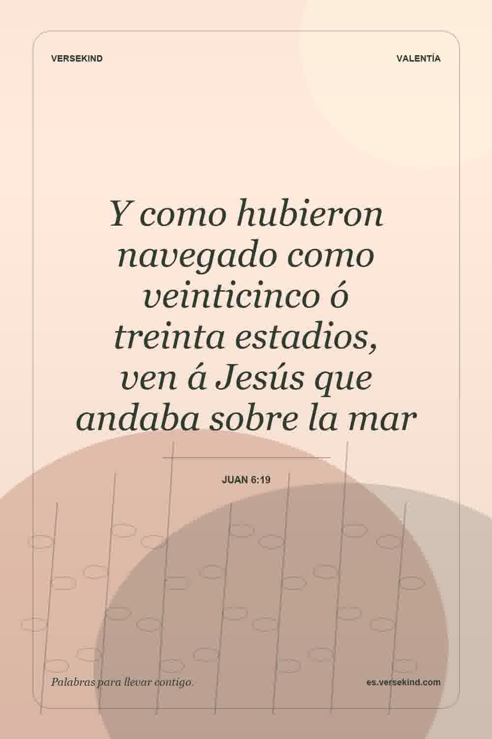 Y como hubieron navegado como veinticinco ó treinta estadios, ven á Jesús que andaba sobre la mar — Juan 6:19