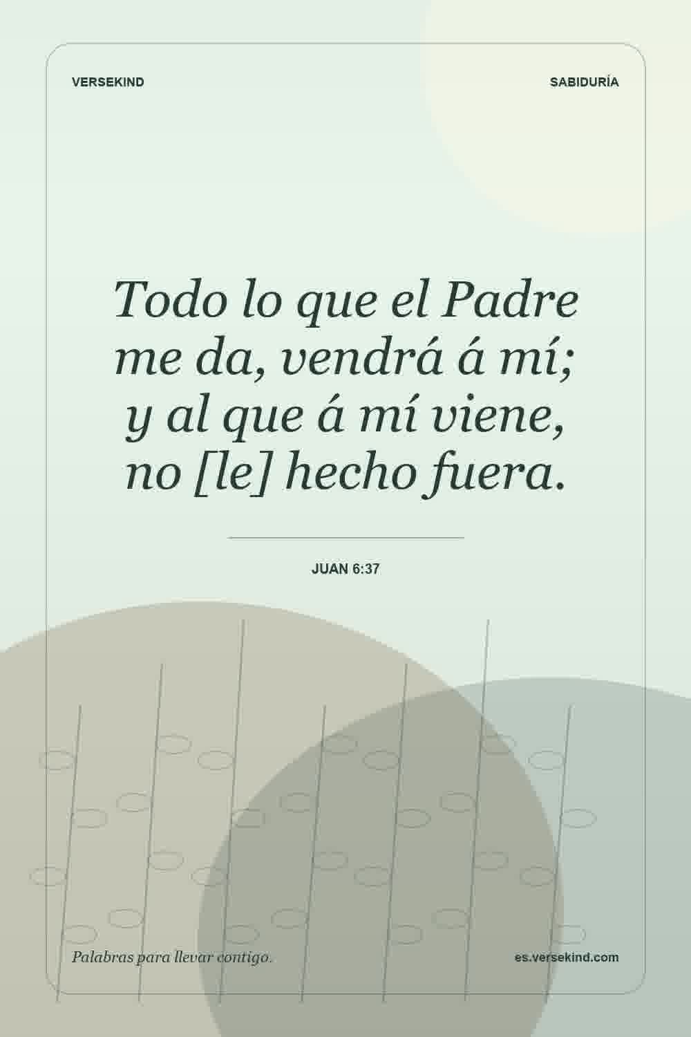 Todo lo que el Padre me da, vendrá á mí; y al que á mí viene, no [le] hecho fuera. — Juan 6:37