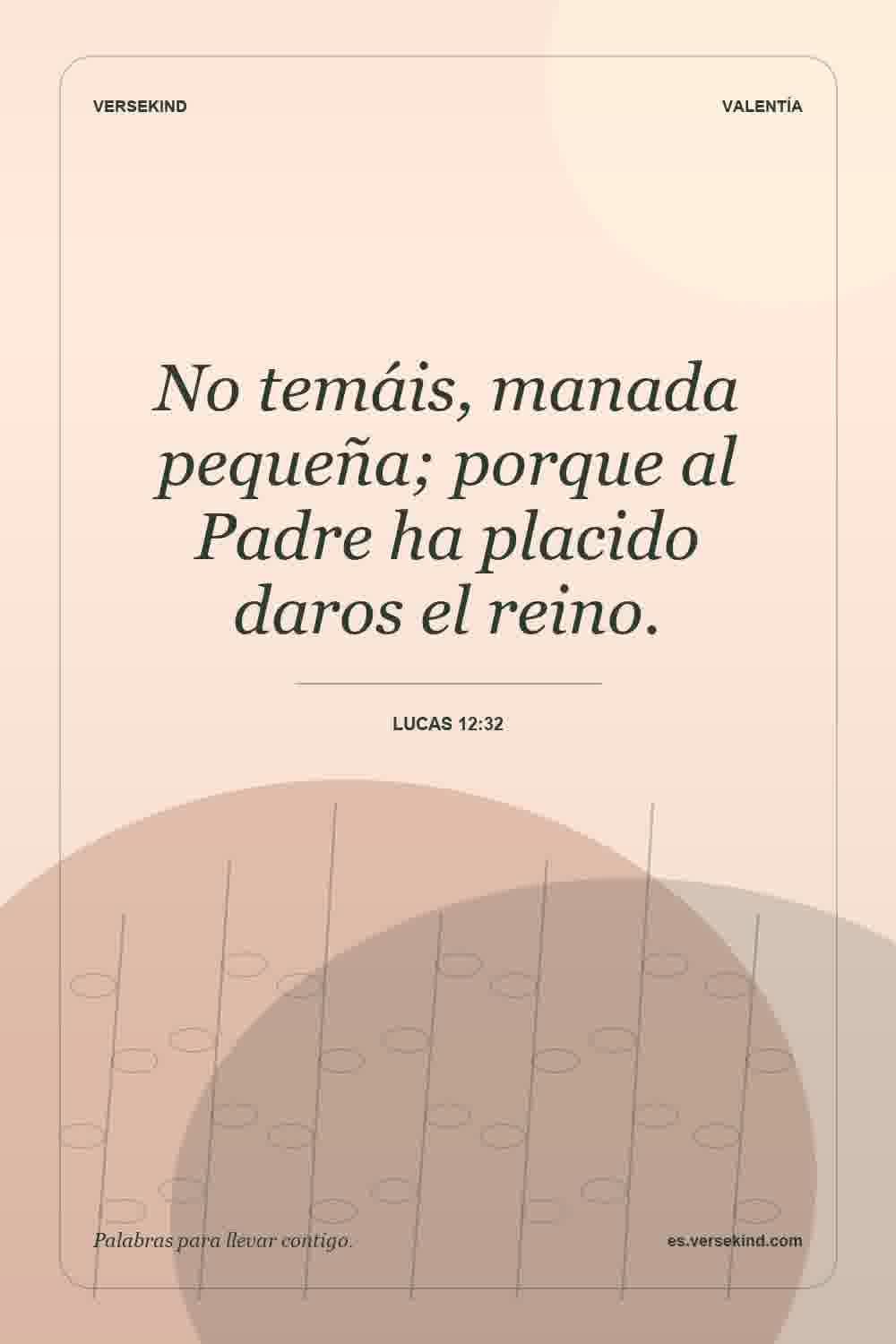 No temáis, manada pequeña; porque al Padre ha placido daros el reino. — Lucas 12:32