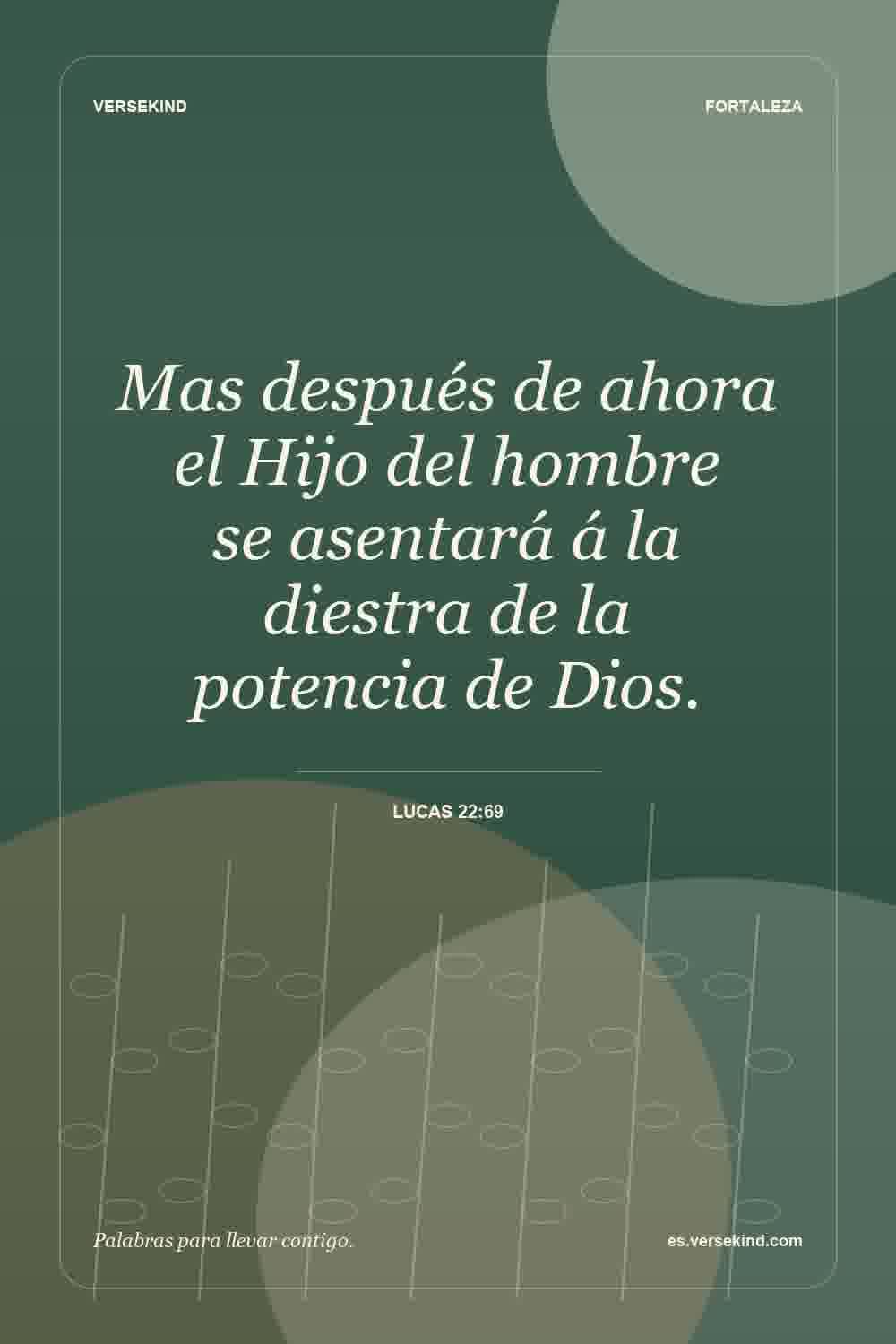 Mas después de ahora el Hijo del hombre se asentará á la diestra de la potencia de Dios. — Lucas 22:69