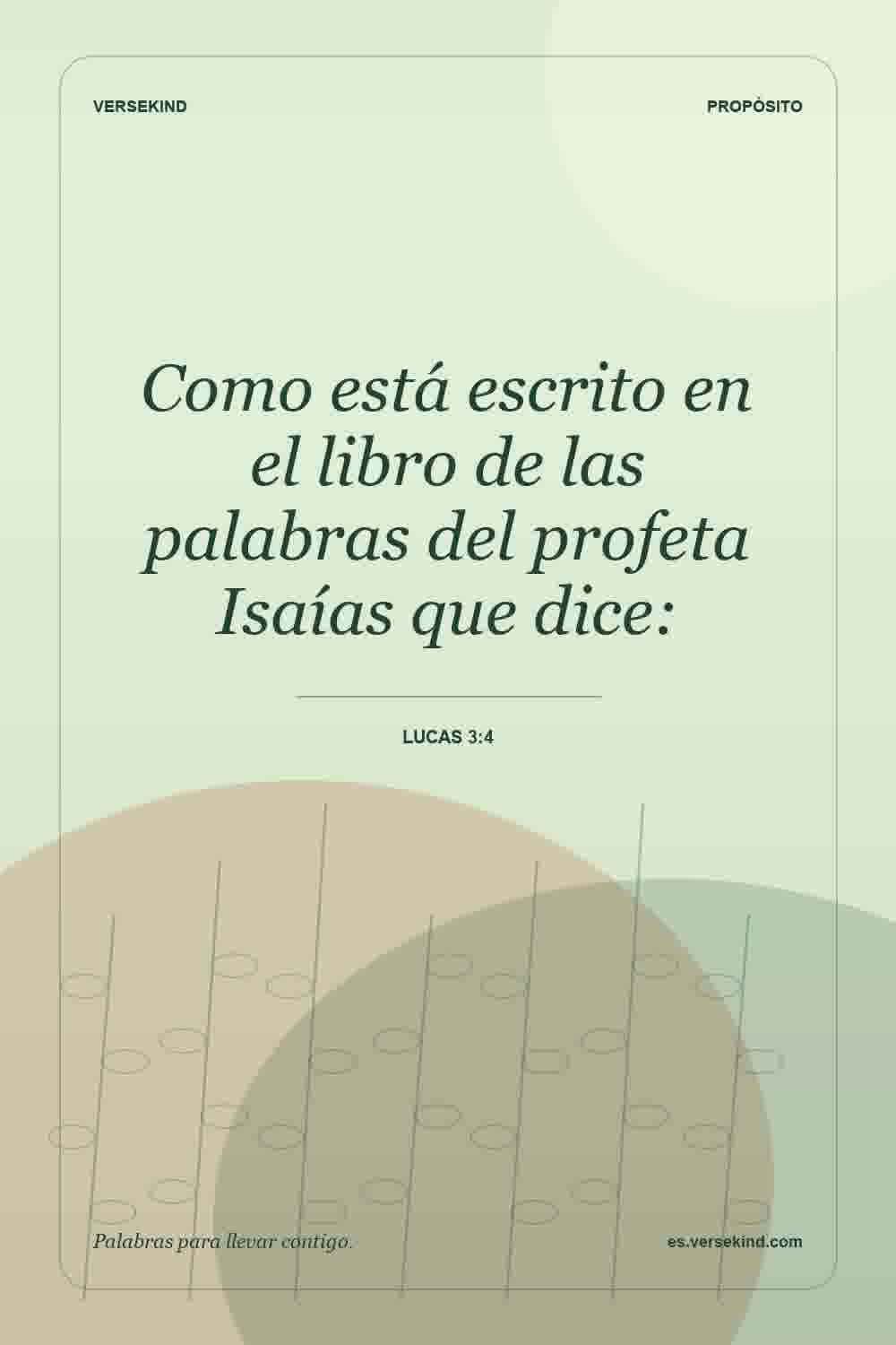 Como está escrito en el libro de las palabras del profeta Isaías que dice: — Lucas 3:4