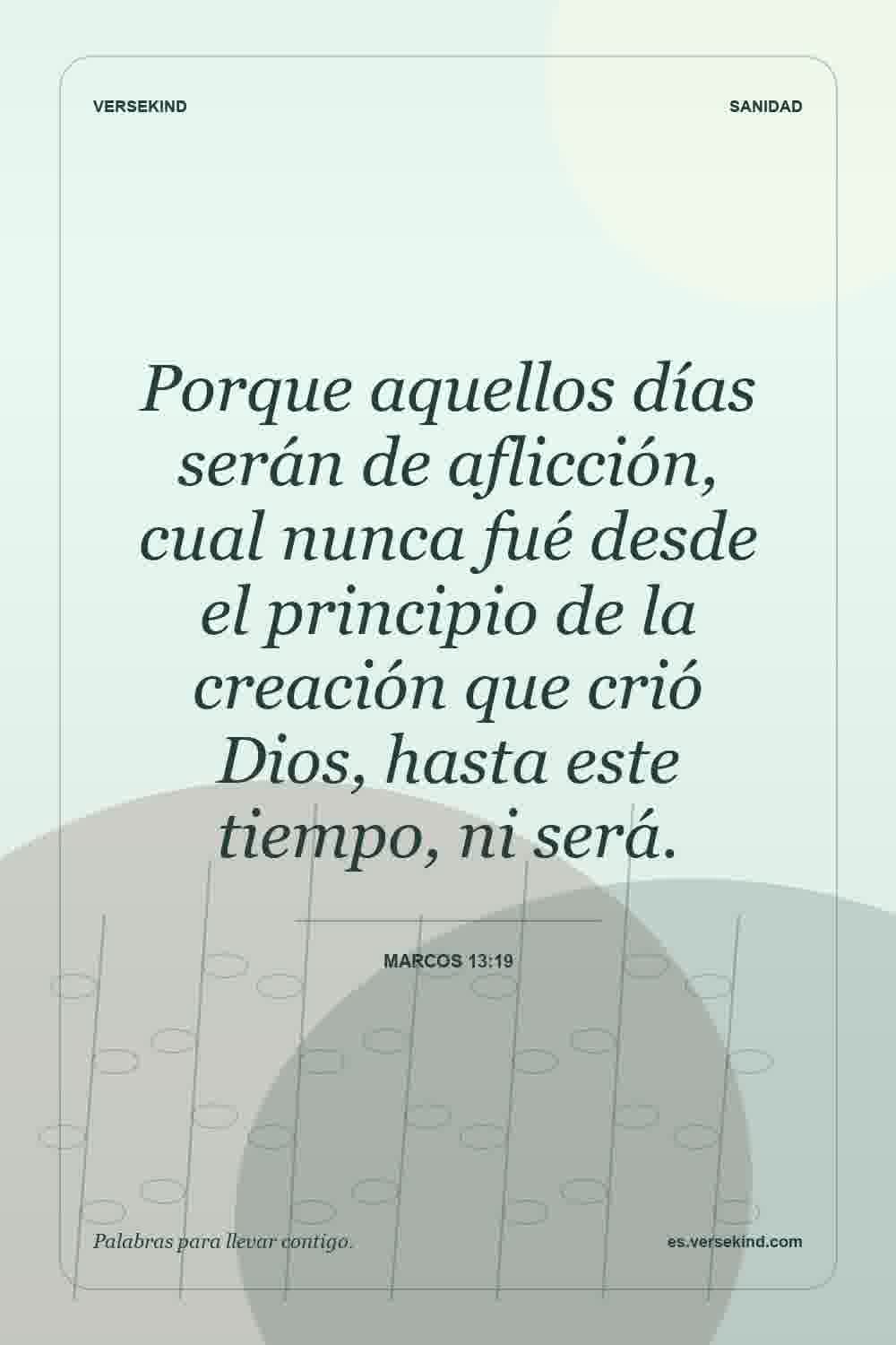 Porque aquellos días serán de aflicción, cual nunca fué desde el principio de la creación que crió Dios, hasta este tiempo, ni será. — Marcos 13:19