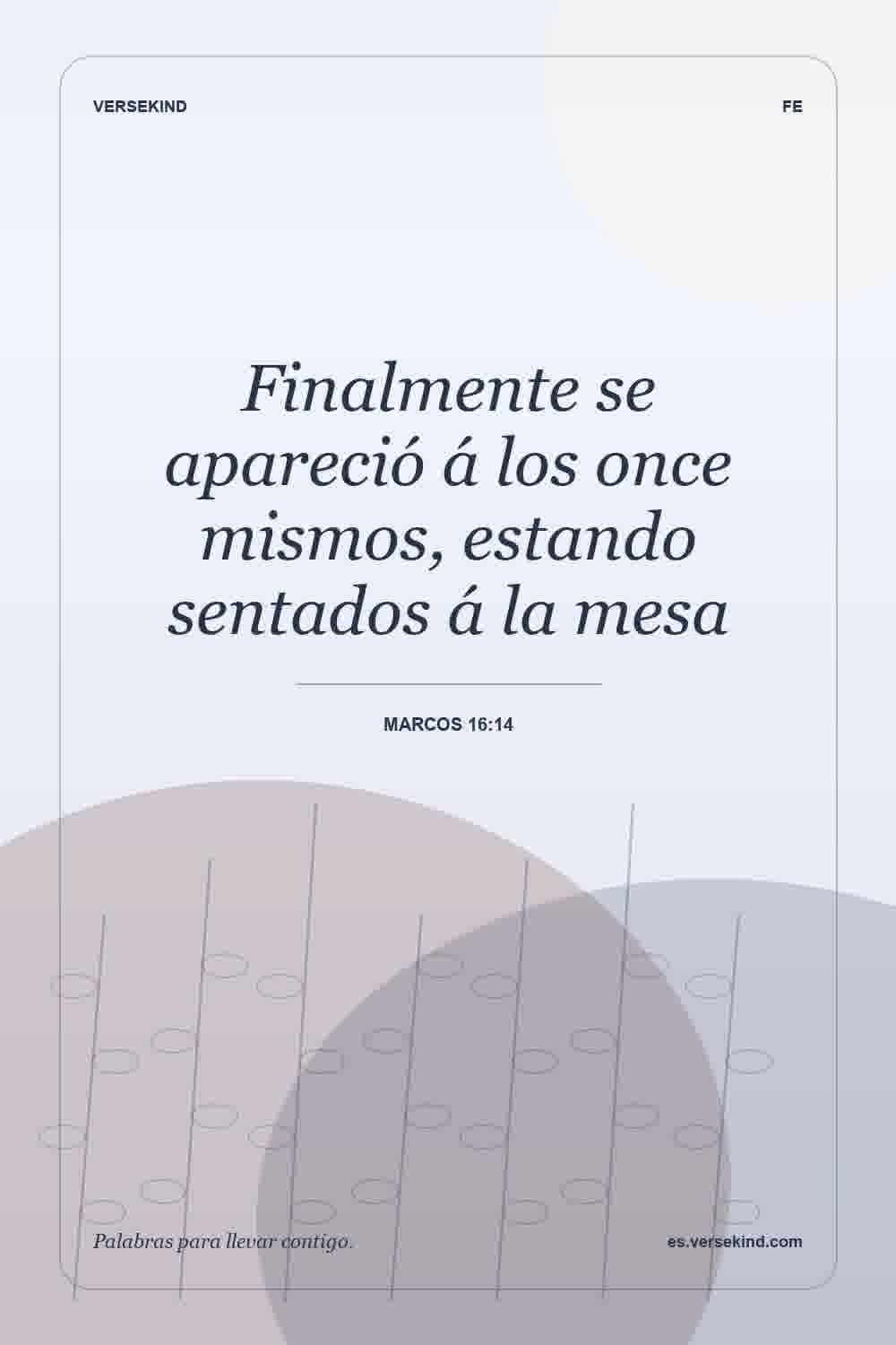Finalmente se apareció á los once mismos, estando sentados á la mesa — Marcos 16:14