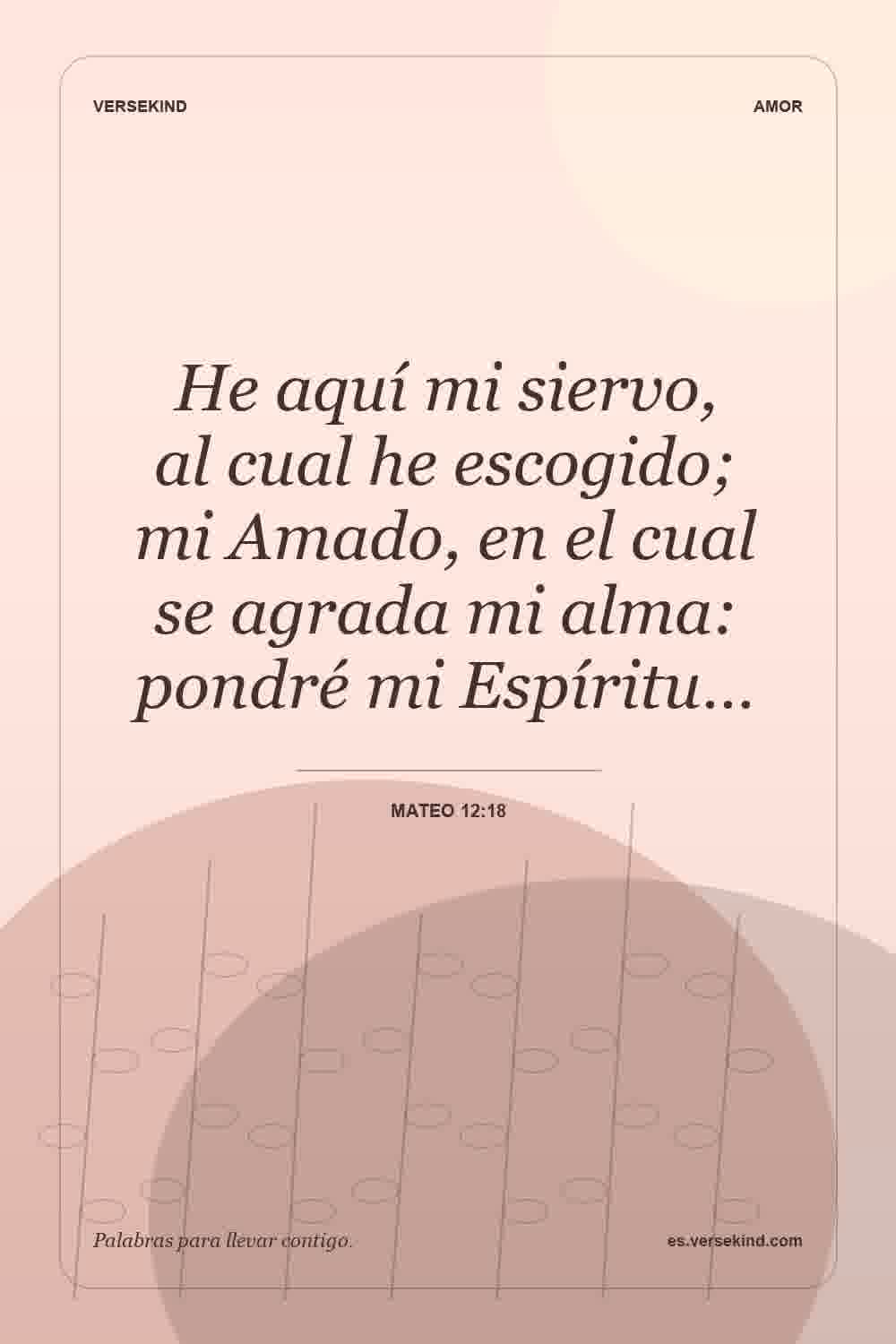 He aquí mi siervo, al cual he escogido; mi Amado, en el cual se agrada mi alma: pondré mi Espíritu… — Mateo 12:18