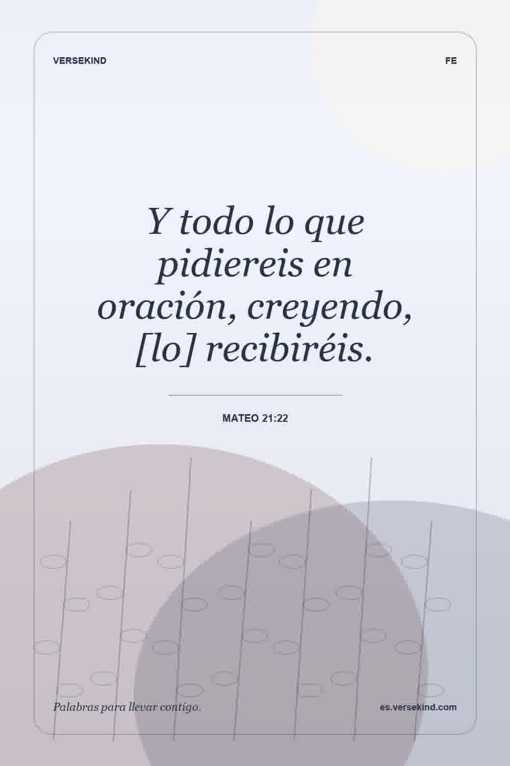 Y todo lo que pidiereis en oración, creyendo, [lo] recibiréis. — Mateo 21:22